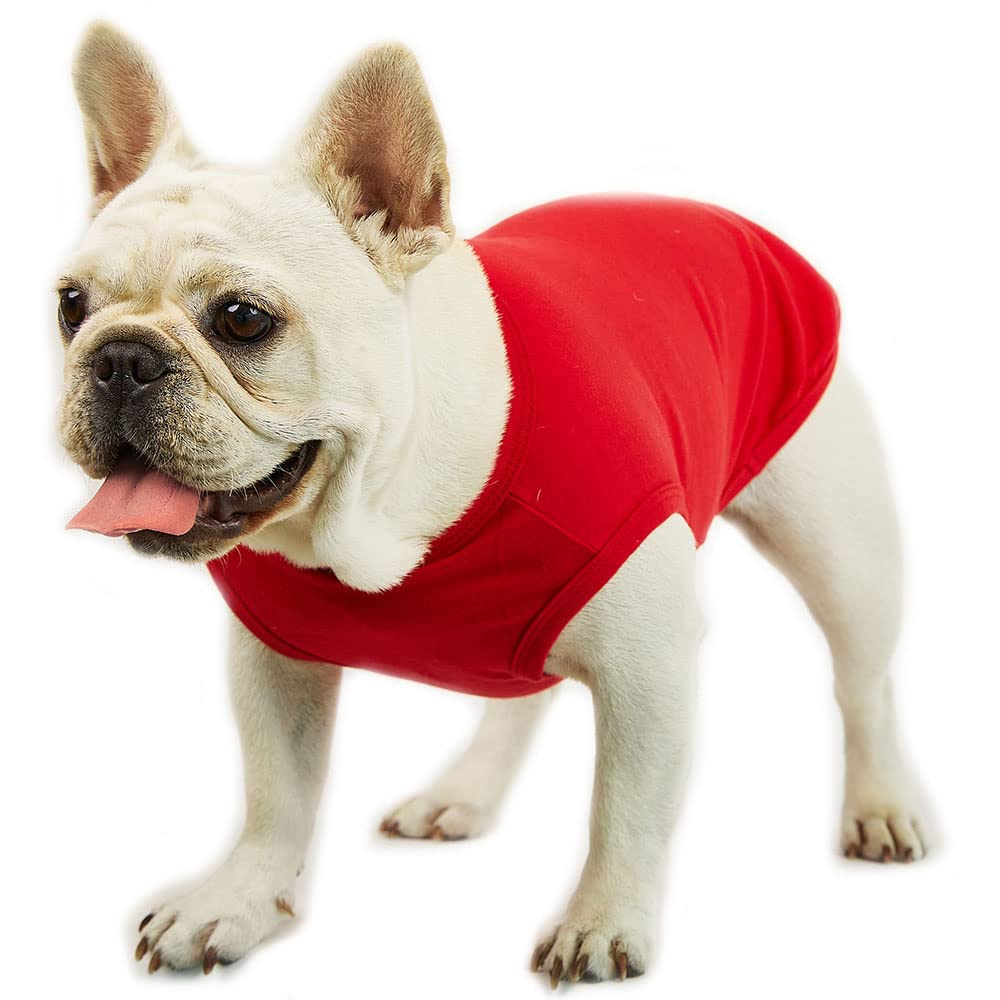Breathable Cotton Dog Tank Top - Soft Sleeveless T-Shirt for Pets, Cool & Comfortable Summer Dog Clothes (Large, Red) - Perfect for Outdoor Walks, Beach Trips & Playtime