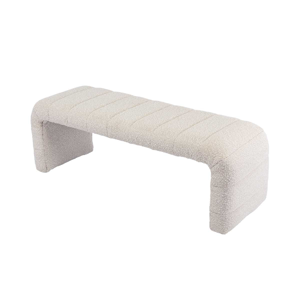 Blake Boucle Bench - Modern Upholstered Accent Bench with Soft Fabric for Living Room, Bedroom, or Entryway - Stylish and Comfortable Seating Solution