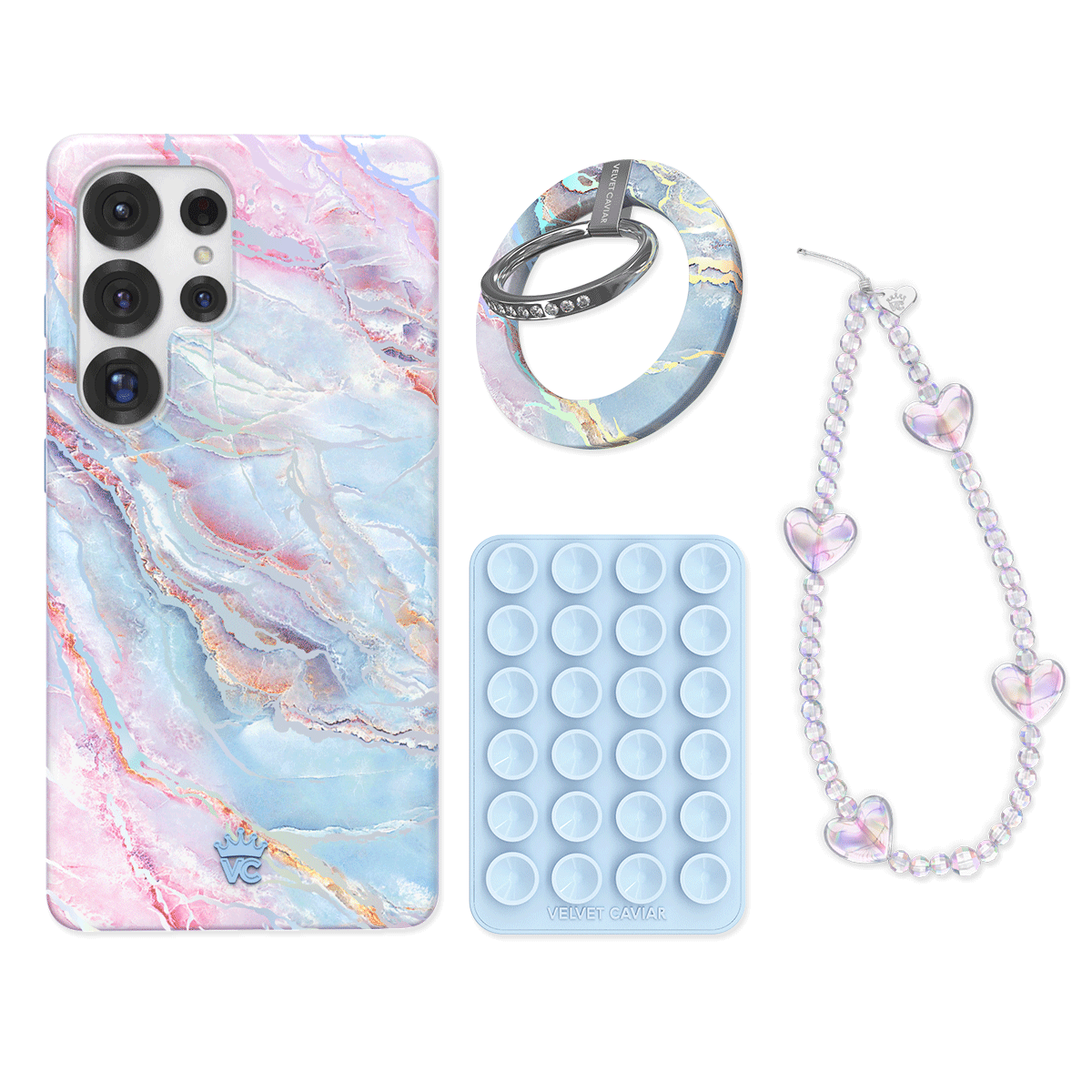 Holo Moonstone Samsung Phone Grip Bundle Set - Anti-Slip Phone Holder for Samsung Galaxy, Perfect for Workouts, Driving & Everyday Use