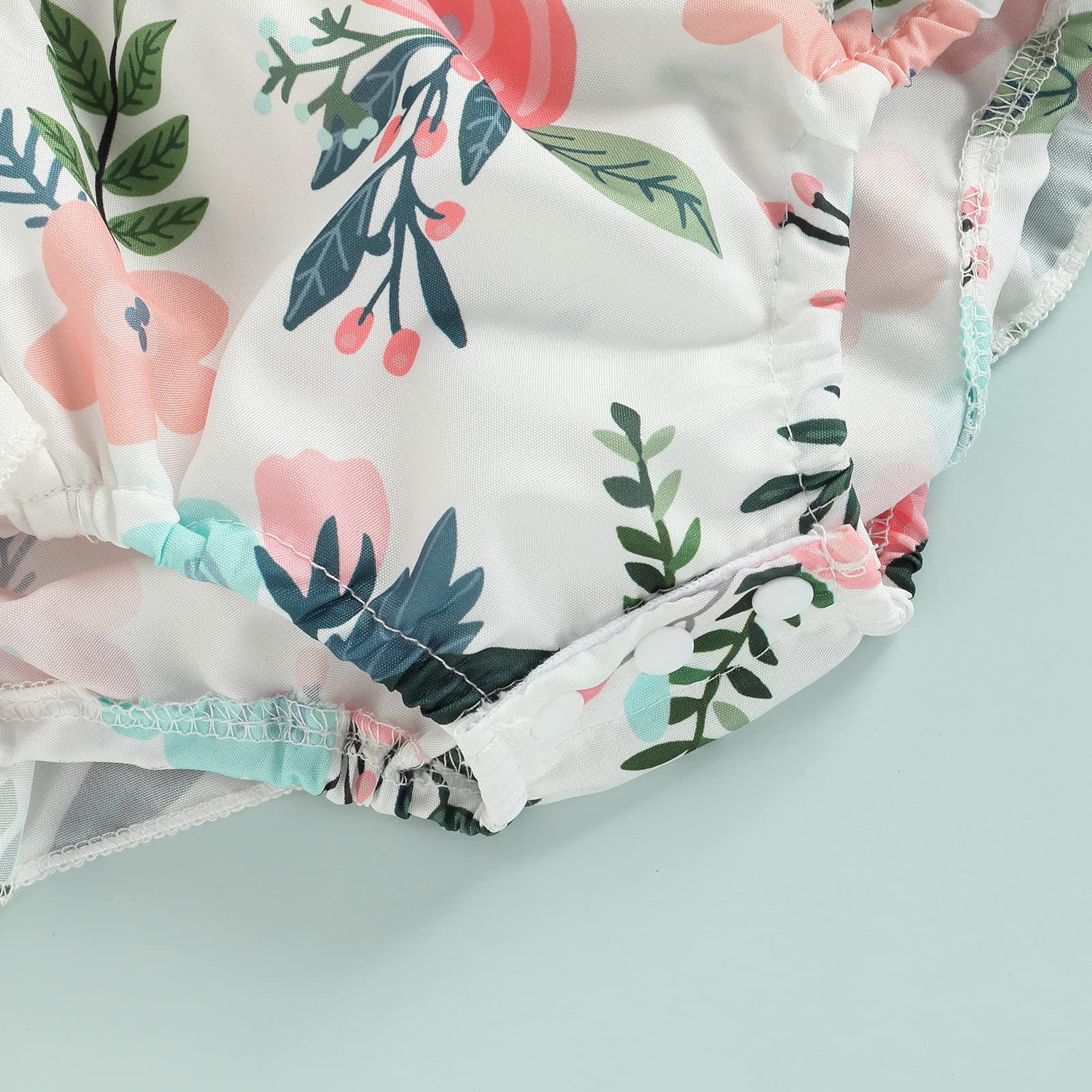 Adorable Baby Girl Summer Romper - Soft Cotton Linen Floral Bodysuit with Matching Headband | Perfect for Outdoor Play, Beach Trips & Photo Shoots