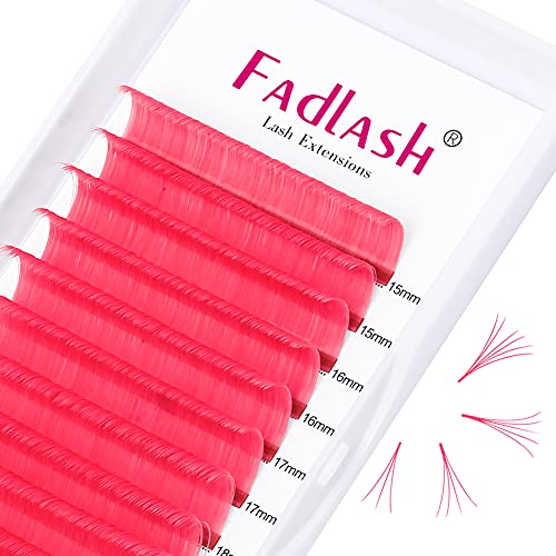 Pink Colored Eyelash Extensions 0.07C - 15-20mm Self-Fanning Volume Lashes for Dramatic Look | Perfect for Parties, Cosplay & Special Occasions