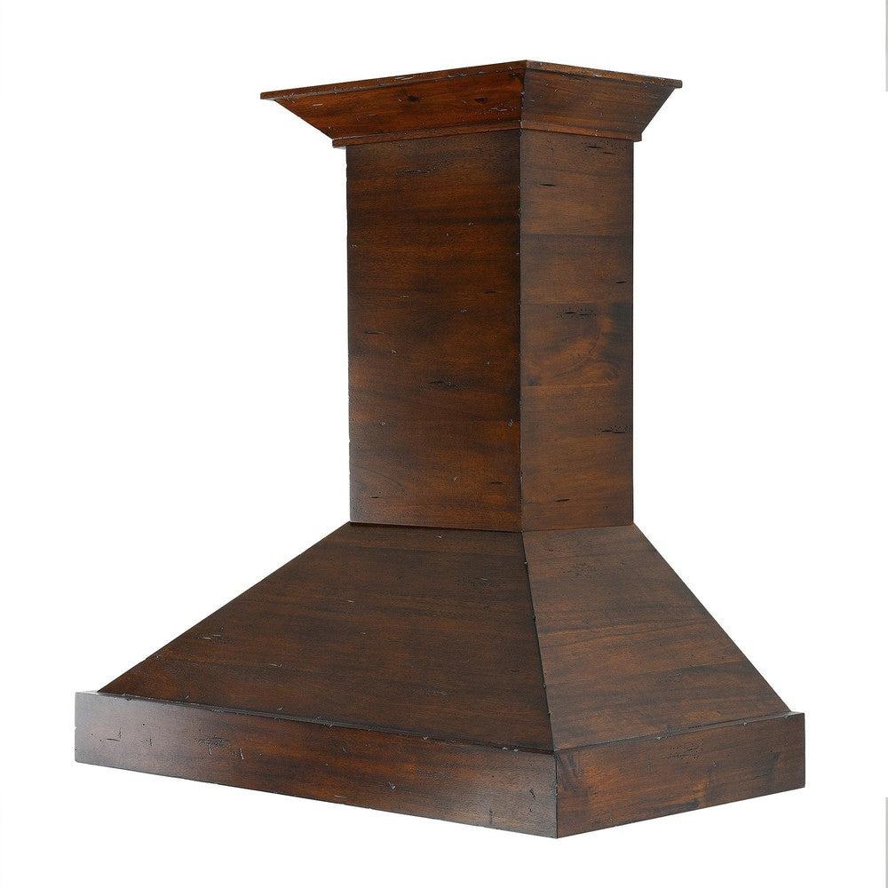ZLINE Convertible Vent Walnut Wooden Wall Mount Range Hood - 36 Inch Stainless Steel Kitchen Exhaust Fan for Modern & Farmhouse Style Homes - Perfect for Cooking, Grilling, and Baking