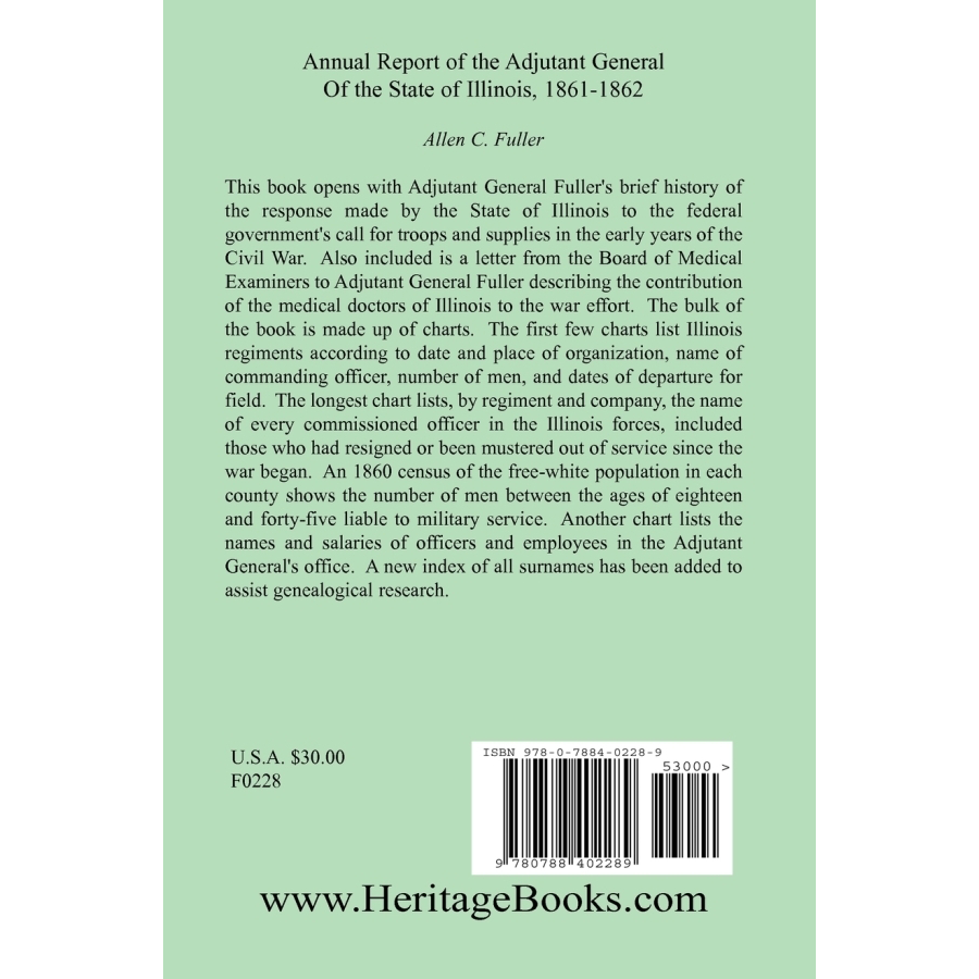 1861-1862 Illinois Adjutant General Annual Report - Historical Military Records & Civil War Documents for Research & Genealogy