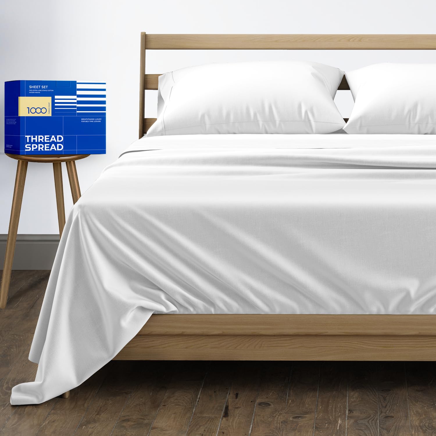 Premium 1000 Thread Count Egyptian Cotton King Size Bed Sheet Set - 4 Piece Sateen Weave with 16