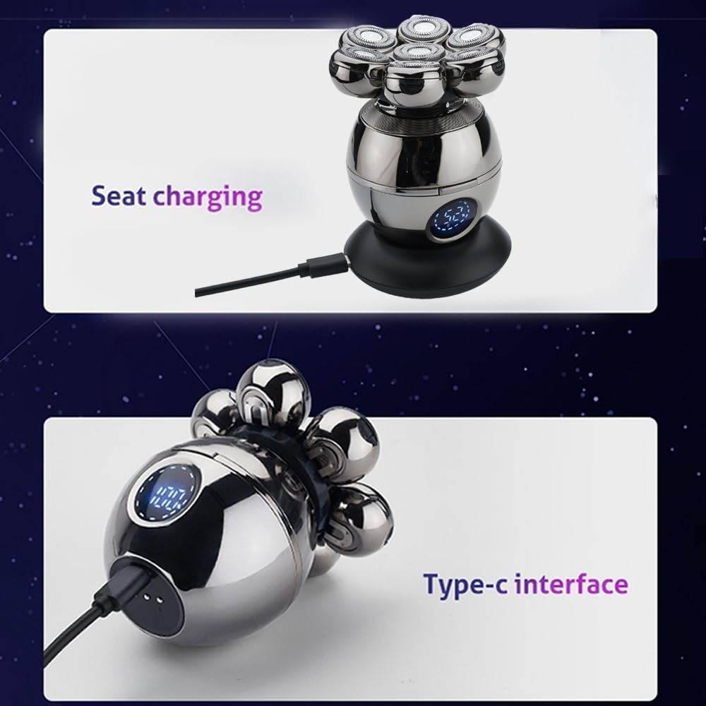 5-in-1 Electric Head Shaver for Bald Men - 7D Floating Cutter, IP68 Waterproof, USB Charging - Perfect for Travel, Gym & Daily Smooth Shaving