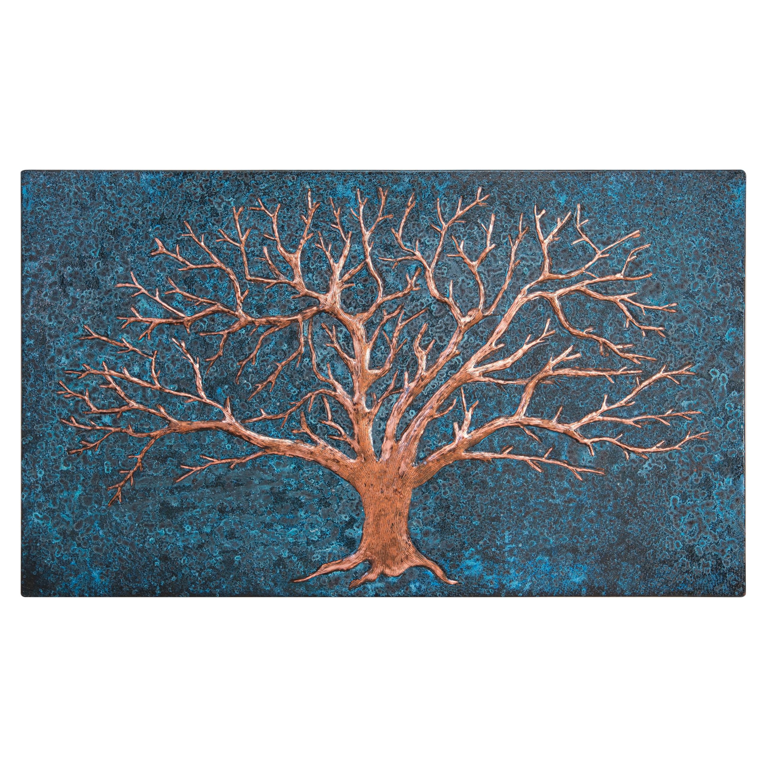Handmade Copper Kitchen Backsplash Tiles - Tree of Life Design, Customizable Copper Splashback Panel for Indoor & Outdoor Wall Decor (Blue) | Perfect for Modern Kitchens, Bathrooms & Outdoor Living Spaces