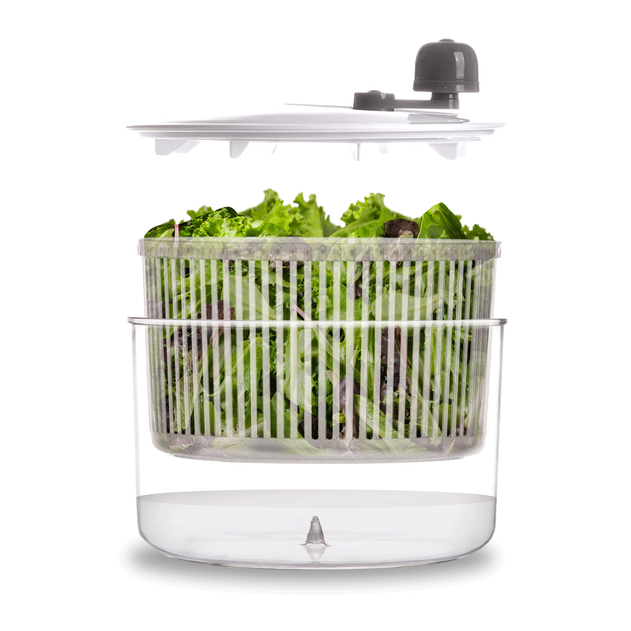 BINO 2.75 Qt Manual Salad Spinner - Lettuce Dryer with Serving Bowl, Fruit & Vegetable Basket, Pasta & Herb Strainer - Perfect for Fresh Salads, Meal Prep & Healthy Cooking | Kitchen Gadgets for Home Chefs