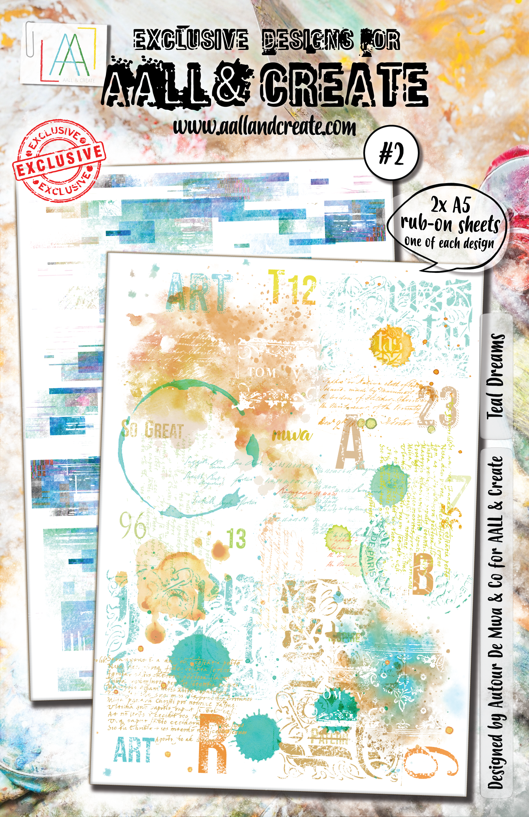 AALL and Create Teal Dreams Rub Ons - Perfect for Scrapbooking, Card Making, and DIY Crafts