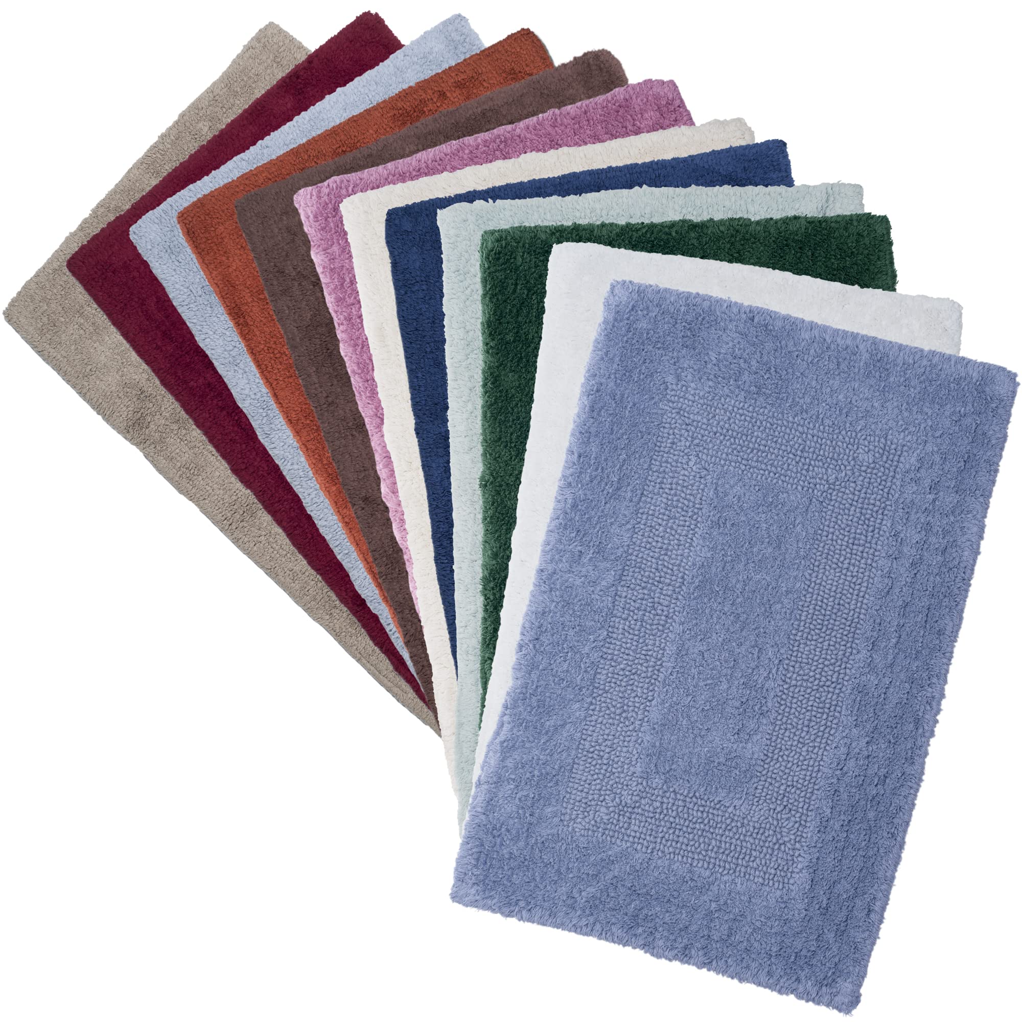 Lavish Home 2-Piece Cotton Bathroom Rug Set - Super Absorbent Machine Washable Bath Mats for Bathroom, Kitchen & Laundry Room - Soft Non-Slip Floor Mat (Green) - Perfect for Bathroom Decor, Shower Mats & Home Essentials