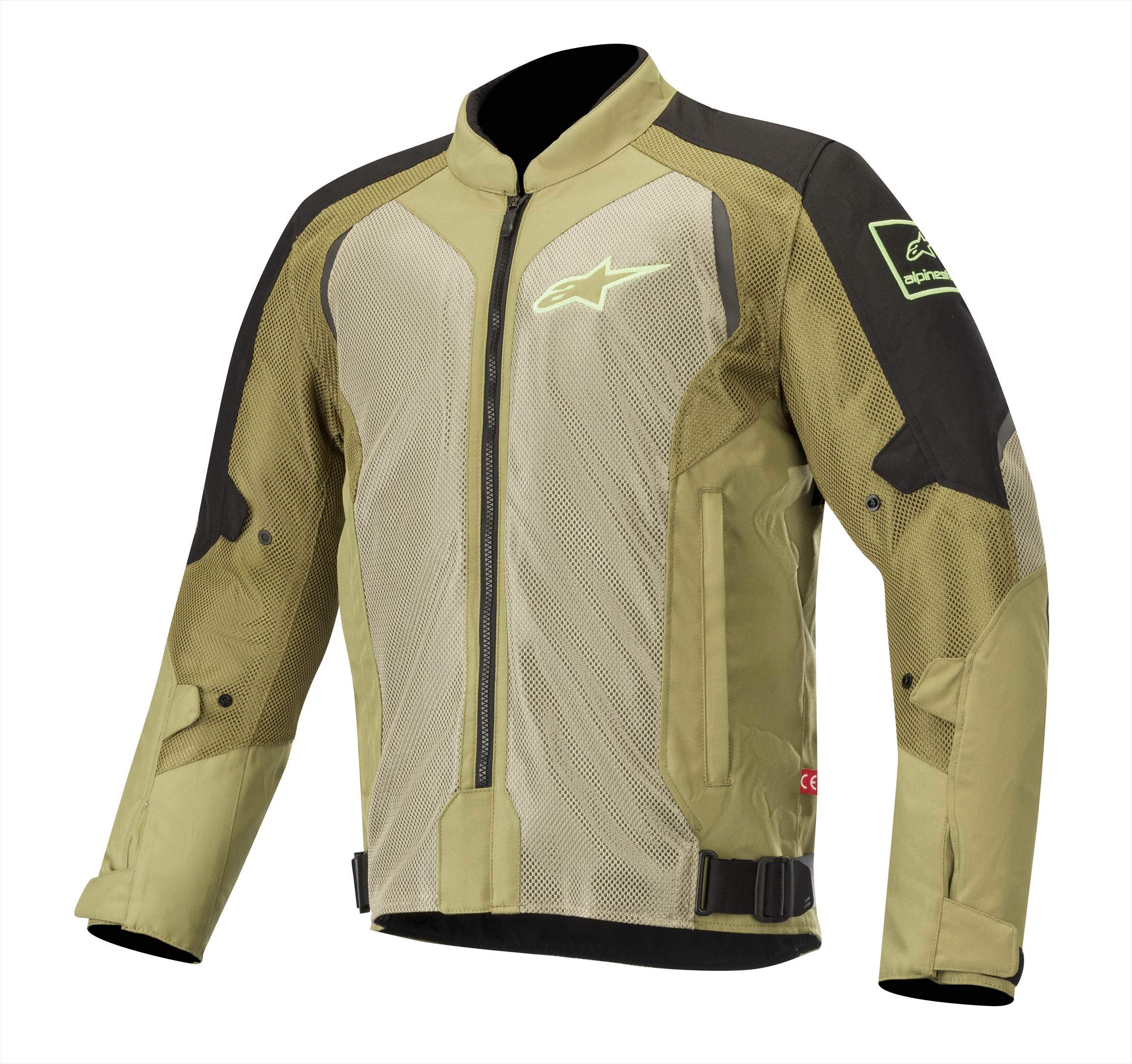 Alpinestars Men's Wake Air Motorcycle Jacket - Breathable Mesh Riding Gear for Summer, Black/Olive/Green, Small - Perfect for Street Biking & Commuting