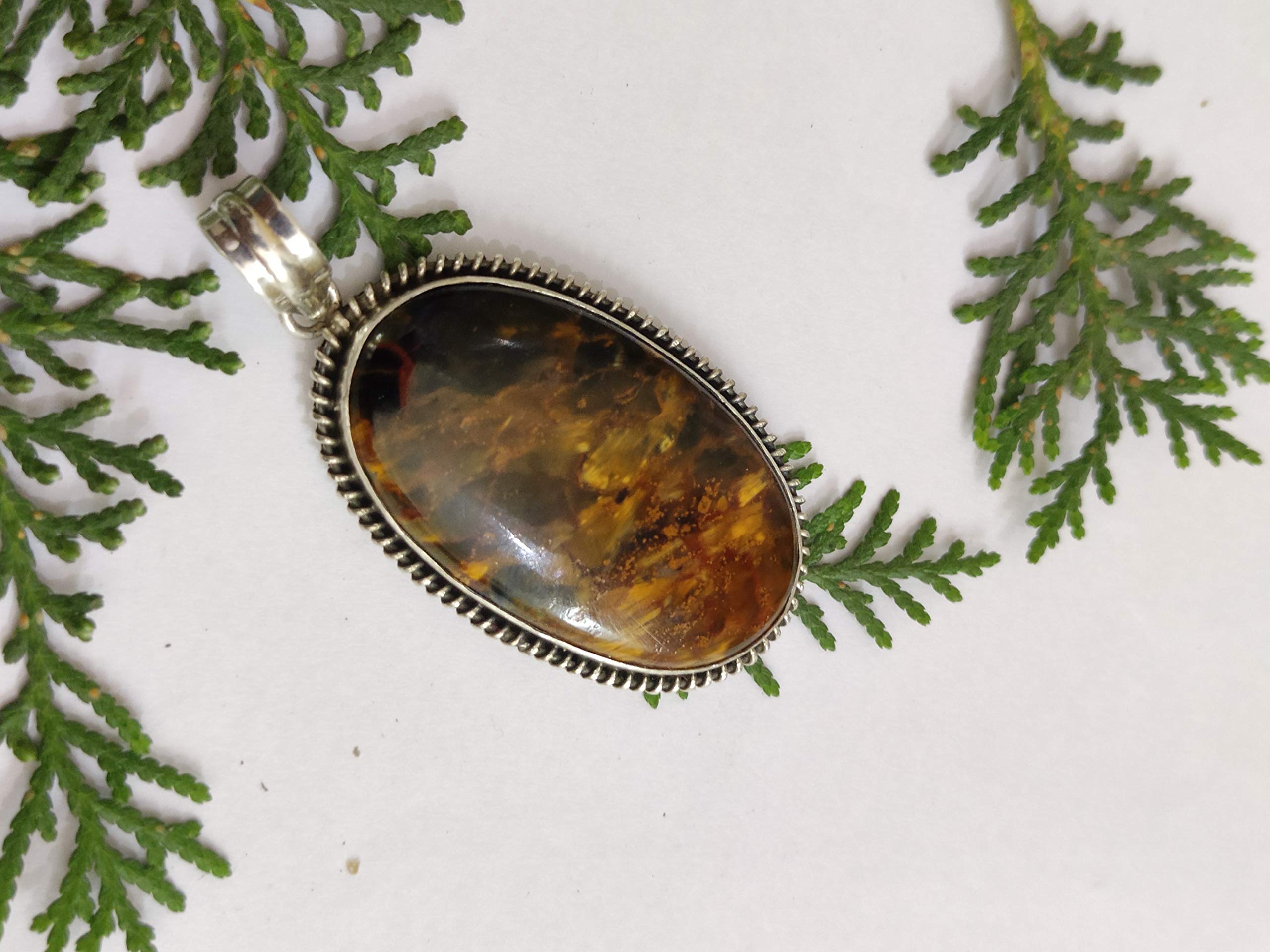 Unique Pietersite Pendant Necklace – Genuine Tempest Stone Gem in Sterling Silver – Unisex Vintage Jewelry Gift for Her/Him – Perfect for Special Occasions, Boho Fashion & Spiritual Healing