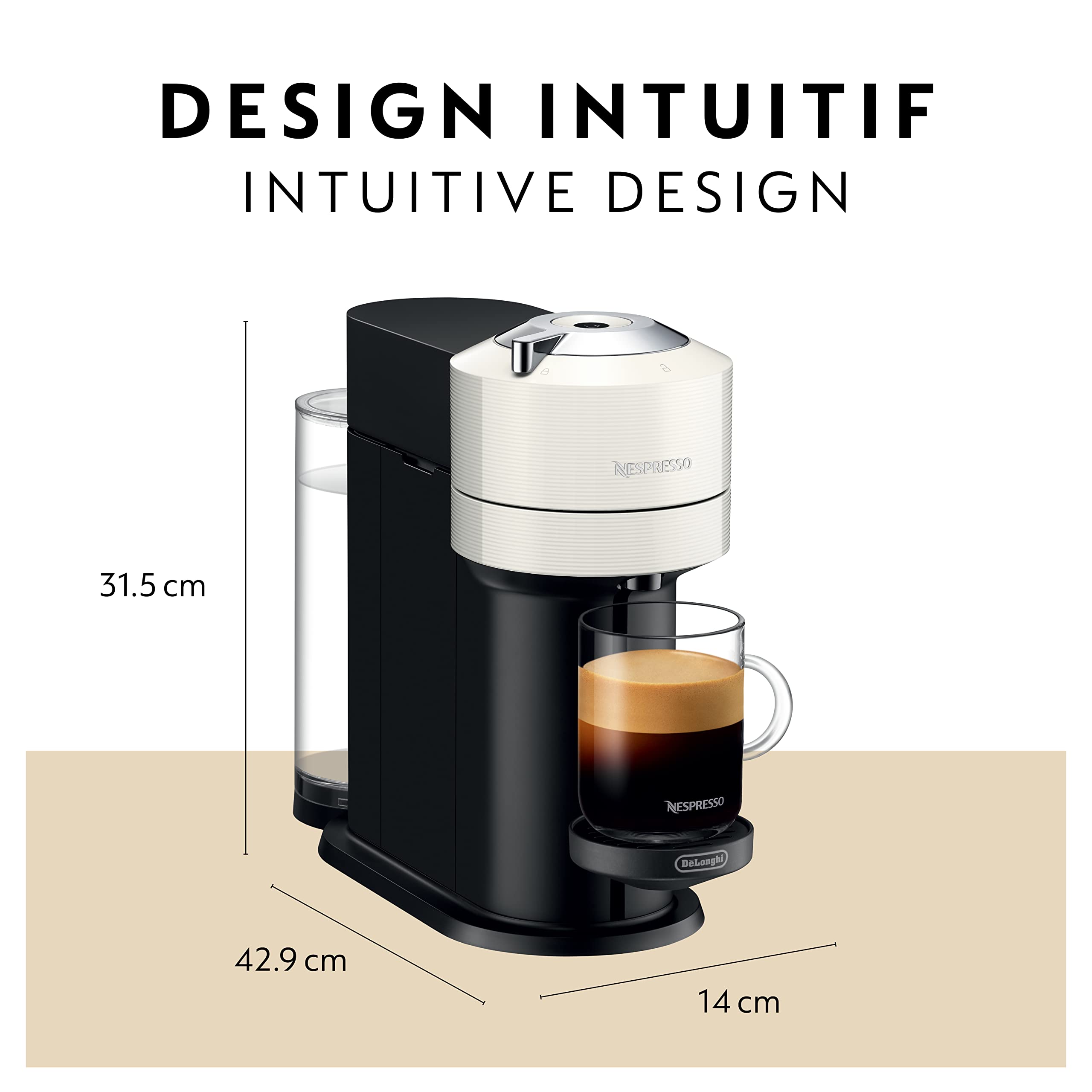 De'Longhi Nespresso Vertuo Next Coffee & Espresso Machine - Compact & Fast Brewing, White (ENV120WCA) | Perfect for Home, Office & Small Spaces | Enjoy Barista-Quality Coffee in Seconds