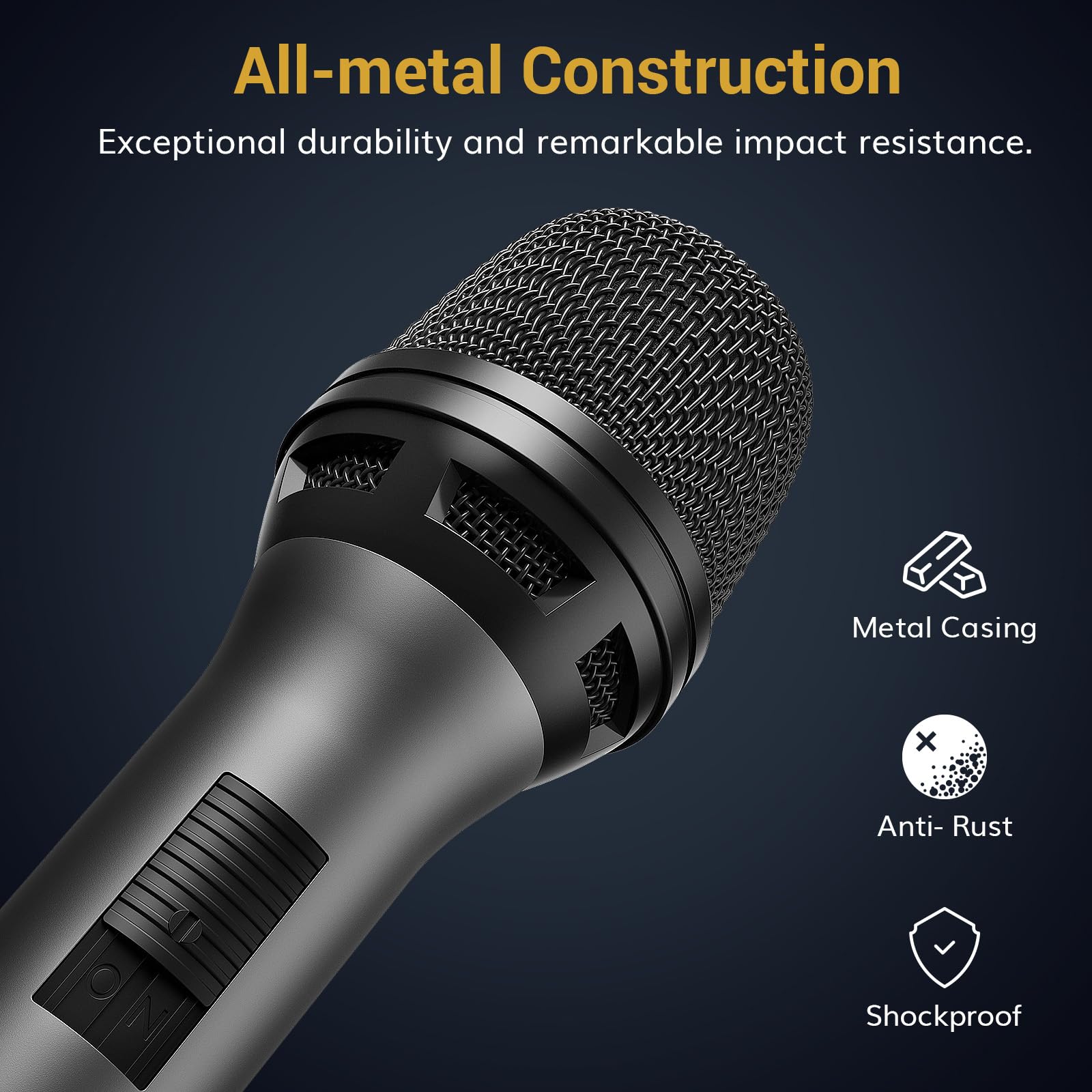 TONOR Professional Dynamic Vocal Microphone for Singing & Karaoke - Cardioid Studio Mic with 4.5M XLR to 1/4