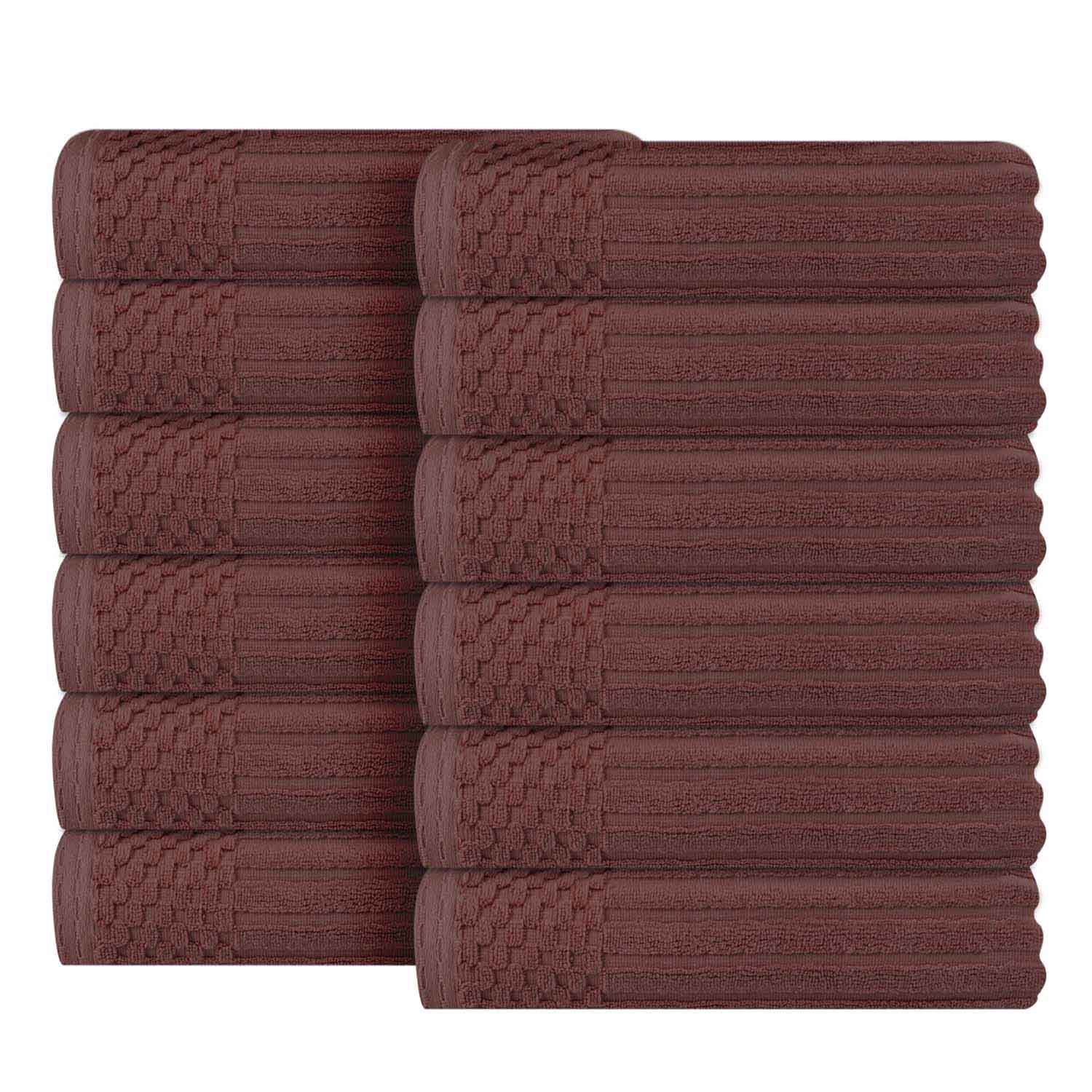 Ultra Soft Soho Ribbed Cotton Face Towels - Set of 12, Highly Absorbent & Gentle for Daily Skincare, Makeup Removal & Spa Use