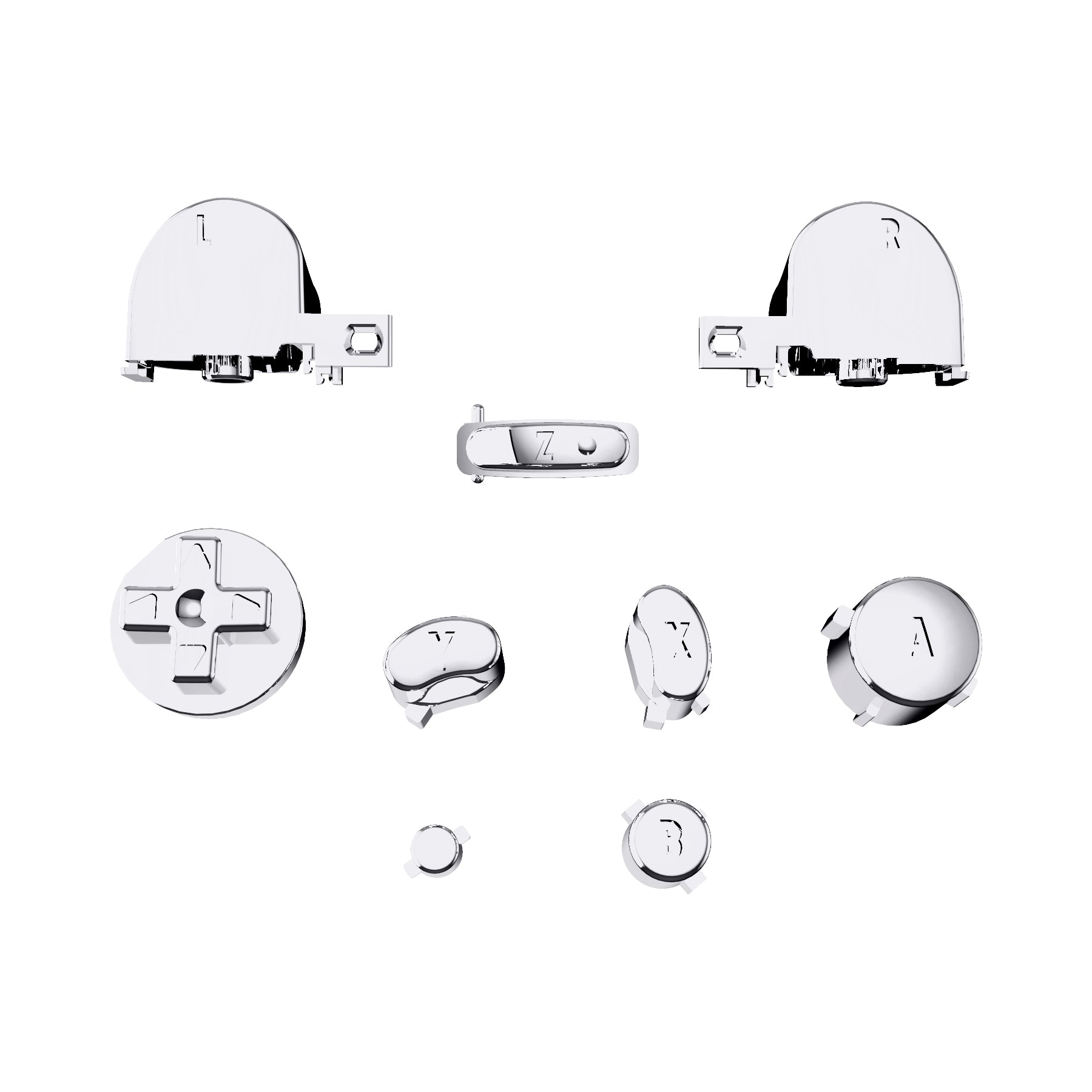 ExtremeRate Chrome Silver Replacement Buttons & Thumbsticks Kit for Nintendo GameCube Controller - DIY Repair Set with ABXY, D-Pad, ZL/ZR Keys & Tools (Controller Not Included) - Perfect for Controller Customization & Gaming Enthusiasts