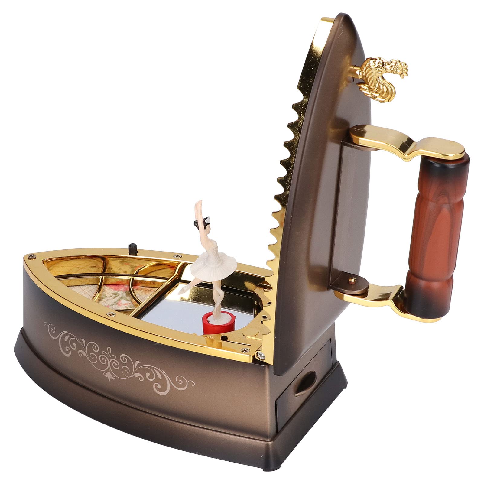 Haofy Electric Iron Head Model Music Box with Ballerina - Handcrafted Jewelry Girl Birthday Gift (Brown) | Perfect for Home Decor, Wedding Favors & Collectibles
