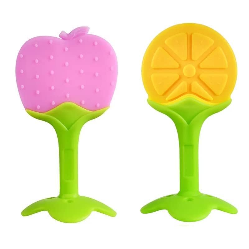 Organic Baby Teething Toys for Newborns 0-12 Months - BPA Free Safe Silicone Fruit Teethers for Infants (Pack of 2) | Soothing Gum Relief & Early Learning Development for Boys Girls | Perfect for Home, Travel & Daycare Use