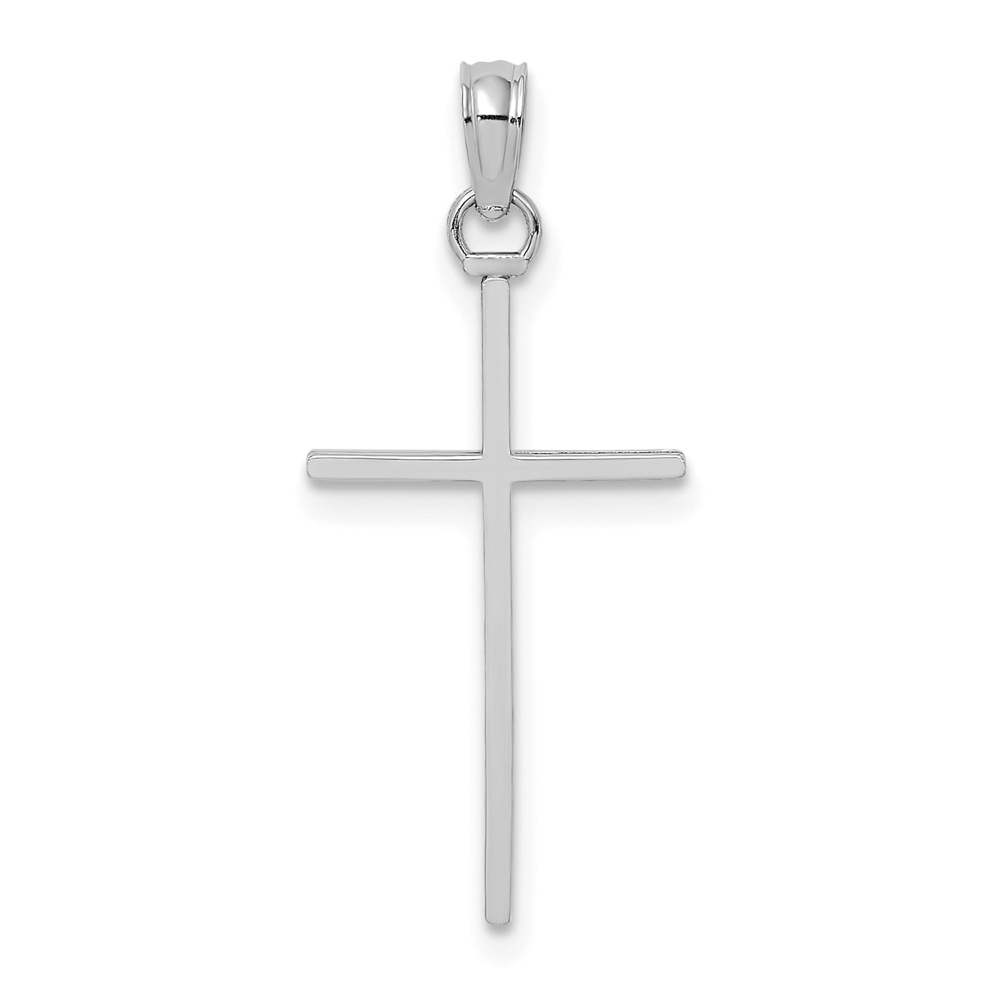 14K Solid White Gold Latin Cross Pendant Necklace for Women - Mexican Holy Cross Jesus Christ Charm - Religious Jewelry for Baptism, First Communion & Everyday Wear