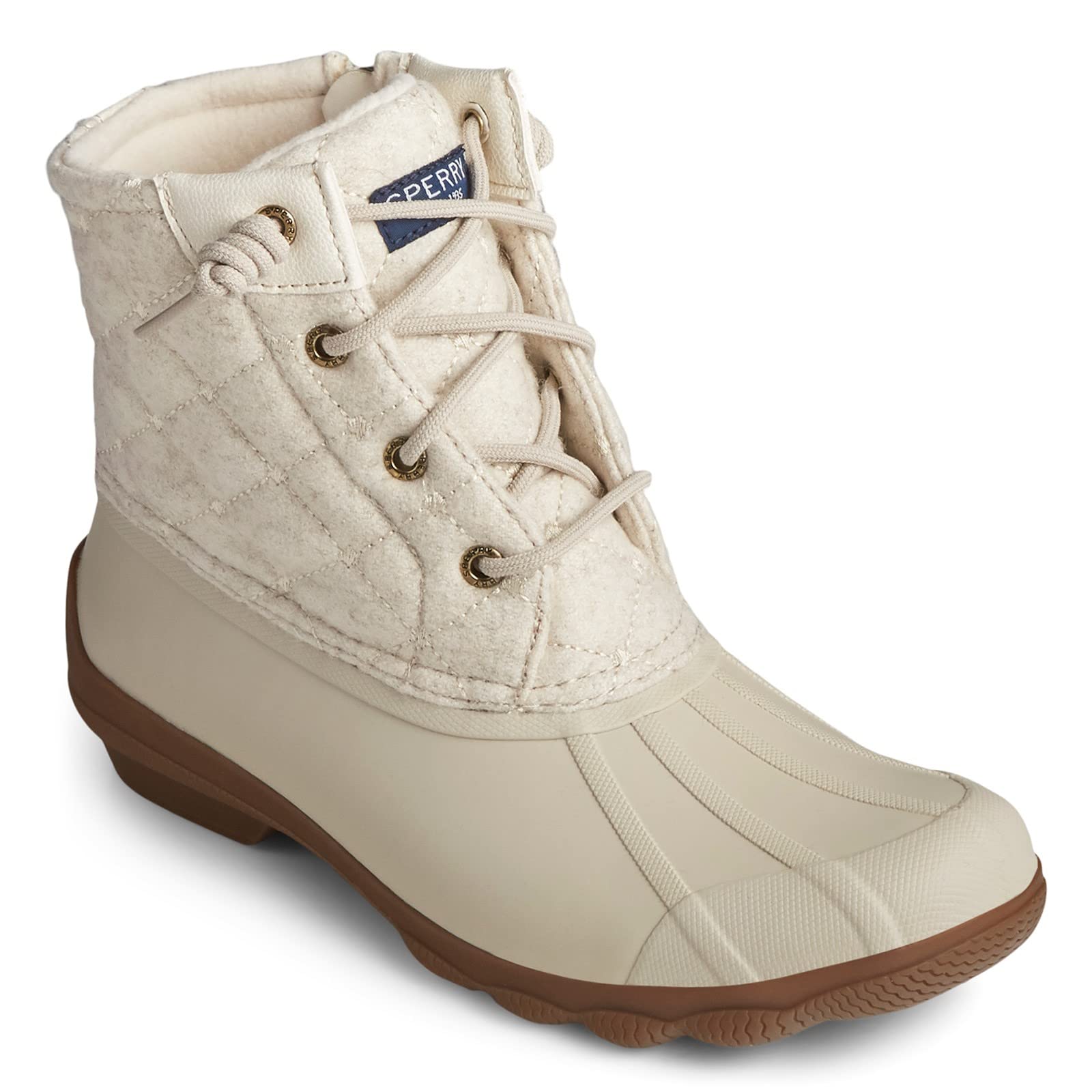Sperry Women's Syren Gulf Wool Quilted Boots - Ivory Size 6 B(M) US - Warm Winter Shoes for Outdoor Walking & Casual Fashion