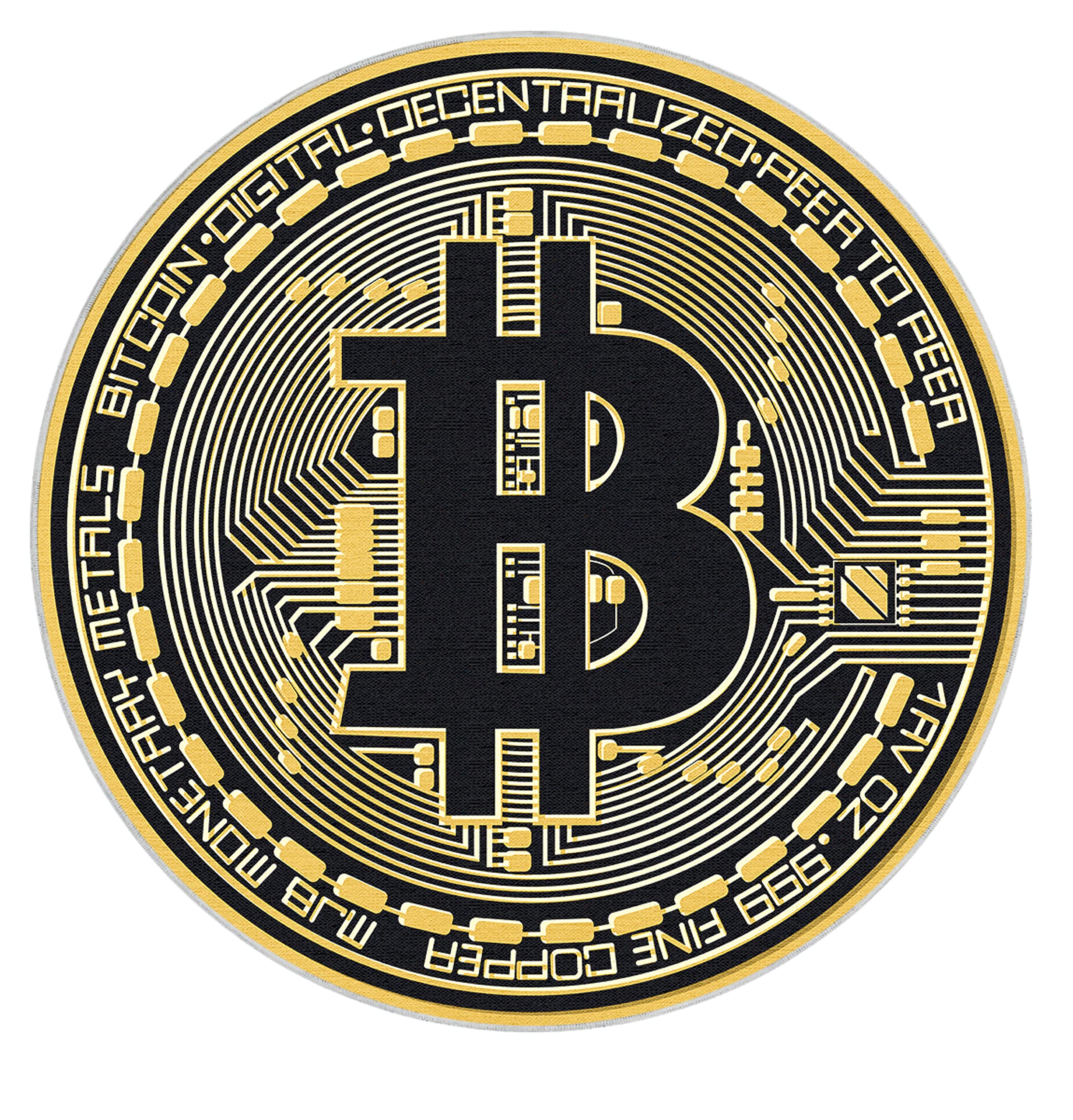 Bitcoin Cryptocurrency Themed Round Area Rug 6'7