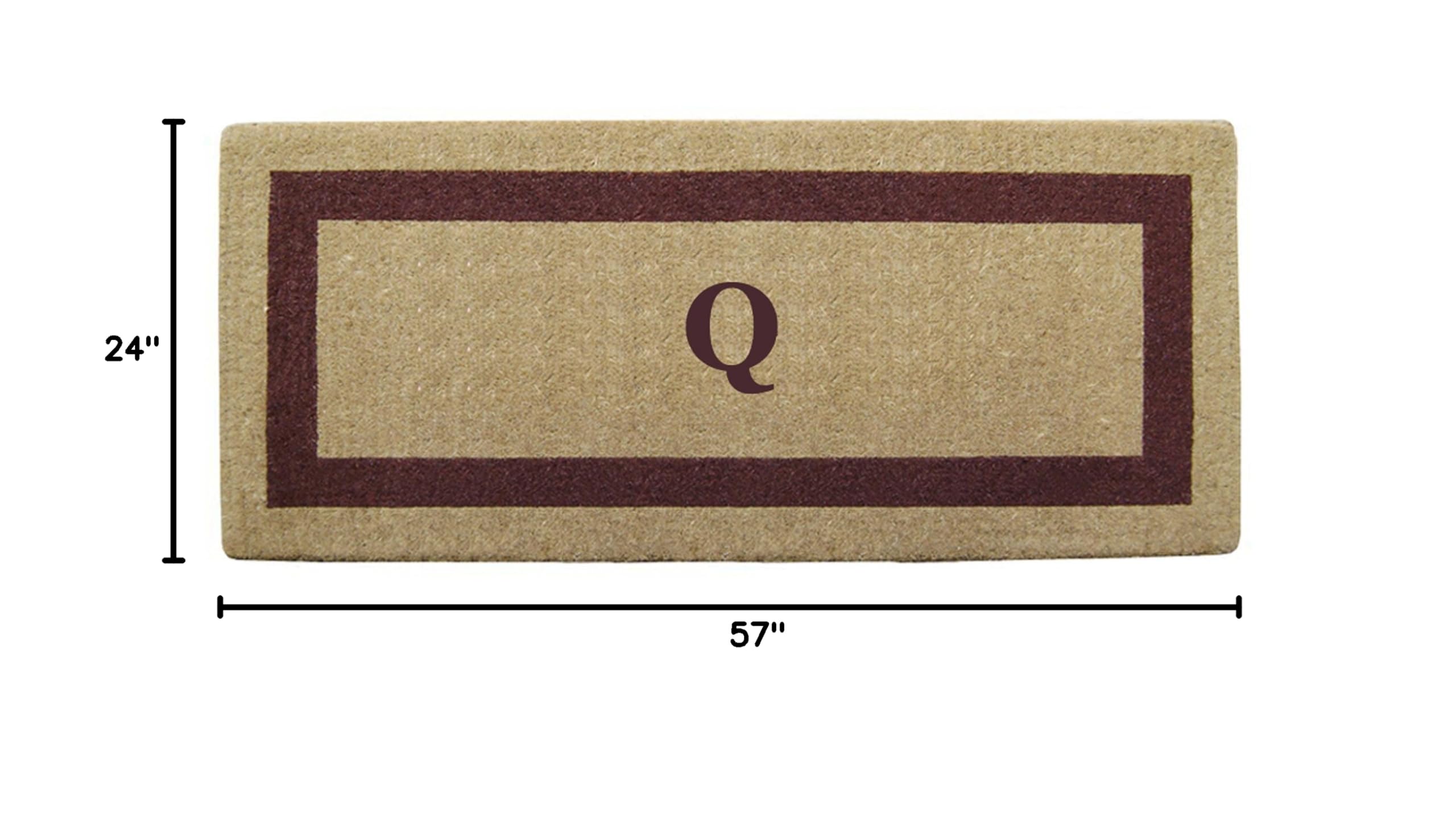 Personalized Monogram Q Coir Doormat - Heavy Duty Natural Coco Fiber Welcome Mat with Single Picture Frame Design | Durable Handcrafted Outdoor Rug | Eco-Friendly Brown 24x57 Inch | Perfect for Entryway, Porch, Patio & Front Door Decor | Nedia Home O2074Q