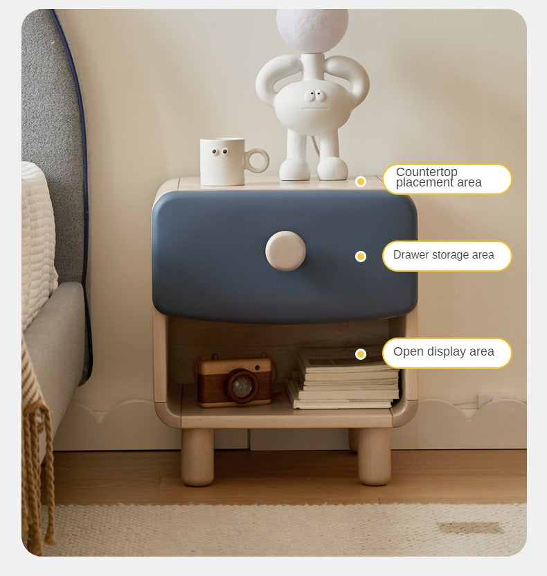 Solid Wood Kids Nightstand - Birch & Poplar Modern Bedside Table for Children's Room - Perfect for Bedrooms, Nurseries & Playrooms