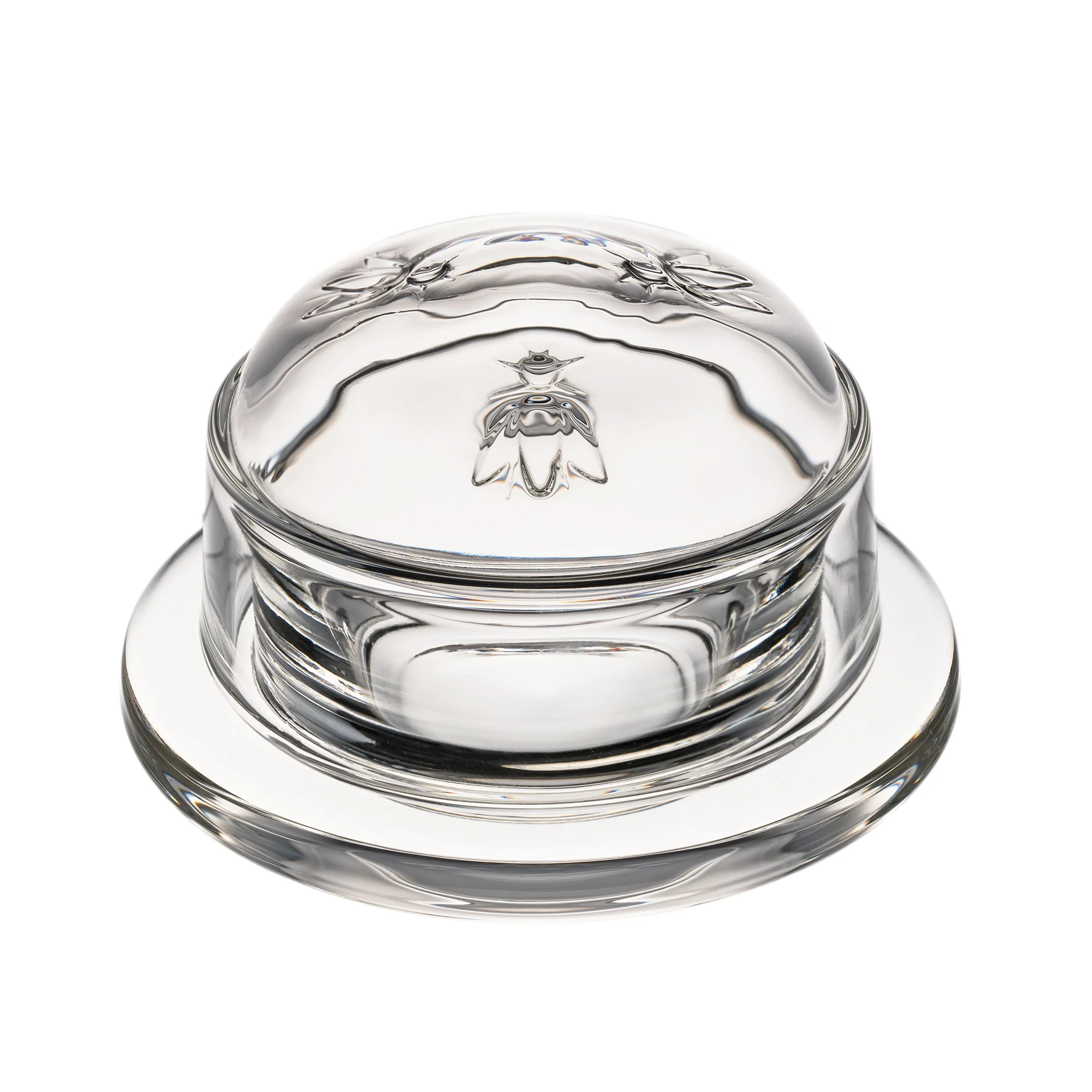 La Rochere Bee Round Butter Dish - Elegant Glass Butter Keeper with Lid for Dining Table & Kitchen Decor - Perfect for Breakfast, Brunch, and Entertaining