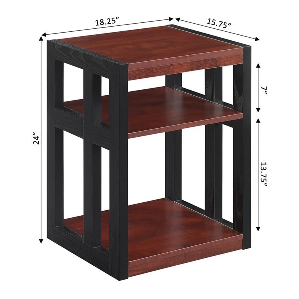 Stylish Warm Cherry Wood End Table with Shelves - Set of 2 for Living Room, Bedroom & Office Decor