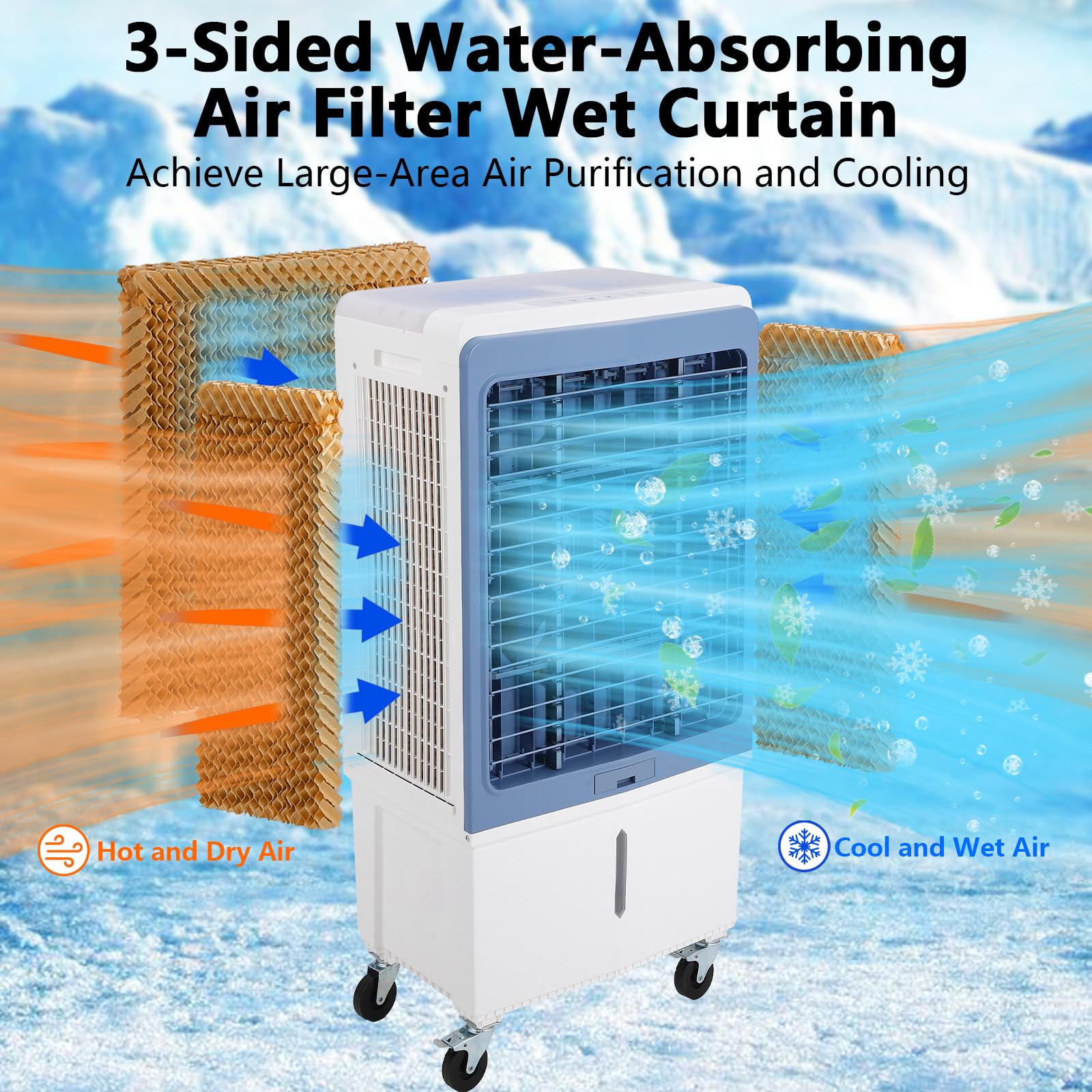 GARVEE 3530 CFM Portable Swamp Cooler - Evaporative Air Cooler with Remote Control, 4 Ice Packs, 3 Speed Settings & Modes, 12H Timer - Indoor Outdoor Cooling for Home, Office, Patio, Garage (13.2 Gallon Water Tank)