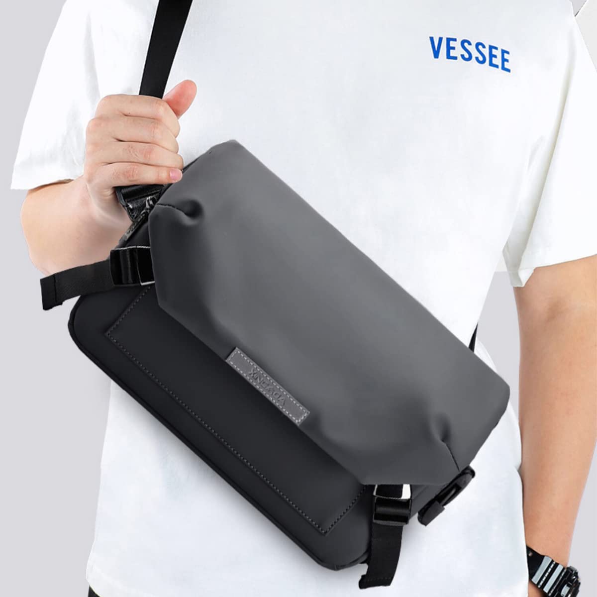 XINCADA Waterproof Small Messenger Bag for Men - Lightweight Crossbody Shoulder Bag, Travel Satchel & Everyday Carry Purse (Grey) - Perfect for Commuting, Business Trips & Outdoor Adventures