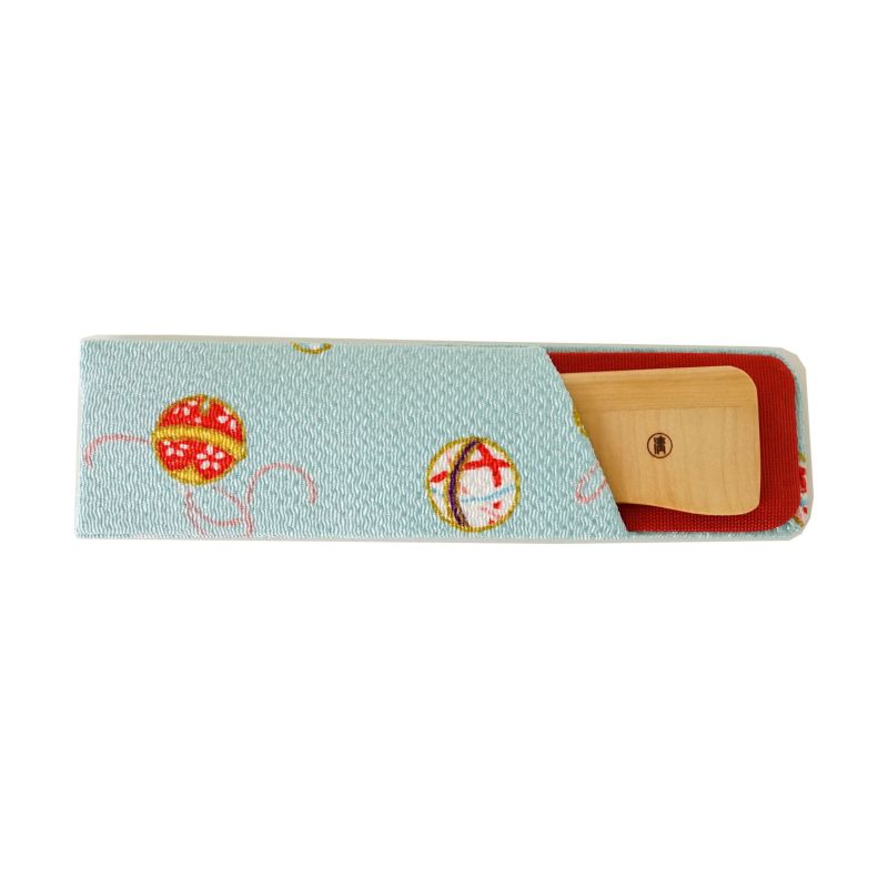 Handmade Kyoto Japanese Akane Madder Wood Comb with Chirimen Crepe Fabric Case - Traditional Hair Accessory for Women, Bridal, Cosplay & Kimono Styling