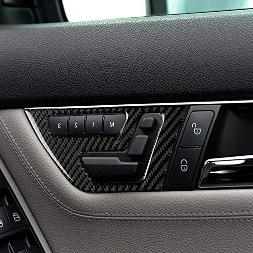 2 PCS Carbon Fiber Car Seat Adjustment Panel Decorative Stickers for Mercedes-Benz W204 (2007-2013) - Interior Trim Mouldings for Right-Hand Drive Vehicles | Perfect for Car Customization & Luxury Interior Upgrade