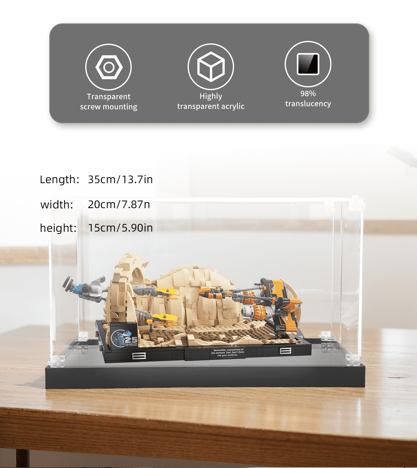 LEGO Mos Espa Podrace Diorama 75380 Display Case - Protective Showcase for Star Wars Collectible - Perfect for Home Decor, Office Display & LEGO Fan Collections