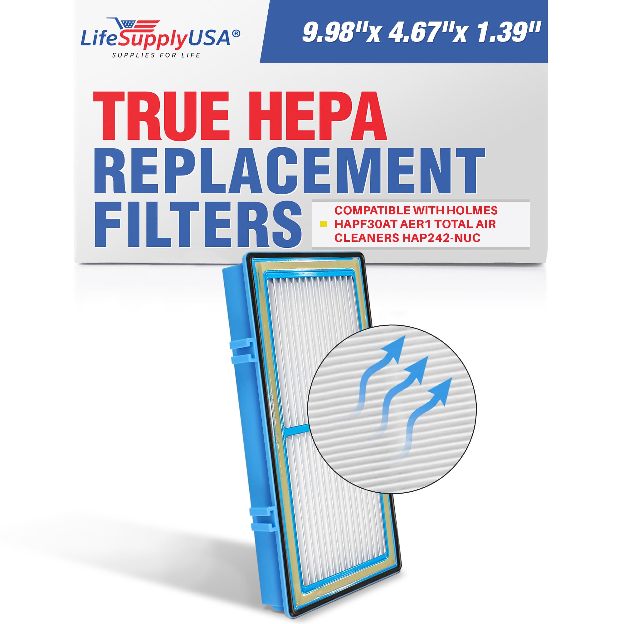 Holmes HAPF30AT Aer1 HAP242-NUC True HEPA Air Filter Replacement - Compatible with Holmes Total Air Cleaners by LifeSupplyUSA | Improves Indoor Air Quality for Allergies & Asthma Relief