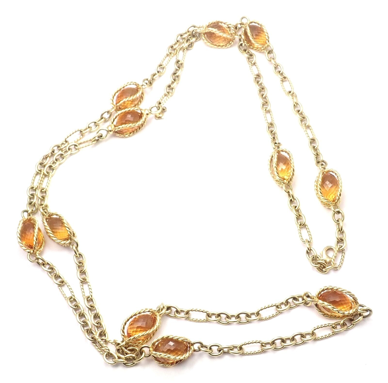David Yurman 18k Yellow Gold Citrine Figaro Link 40