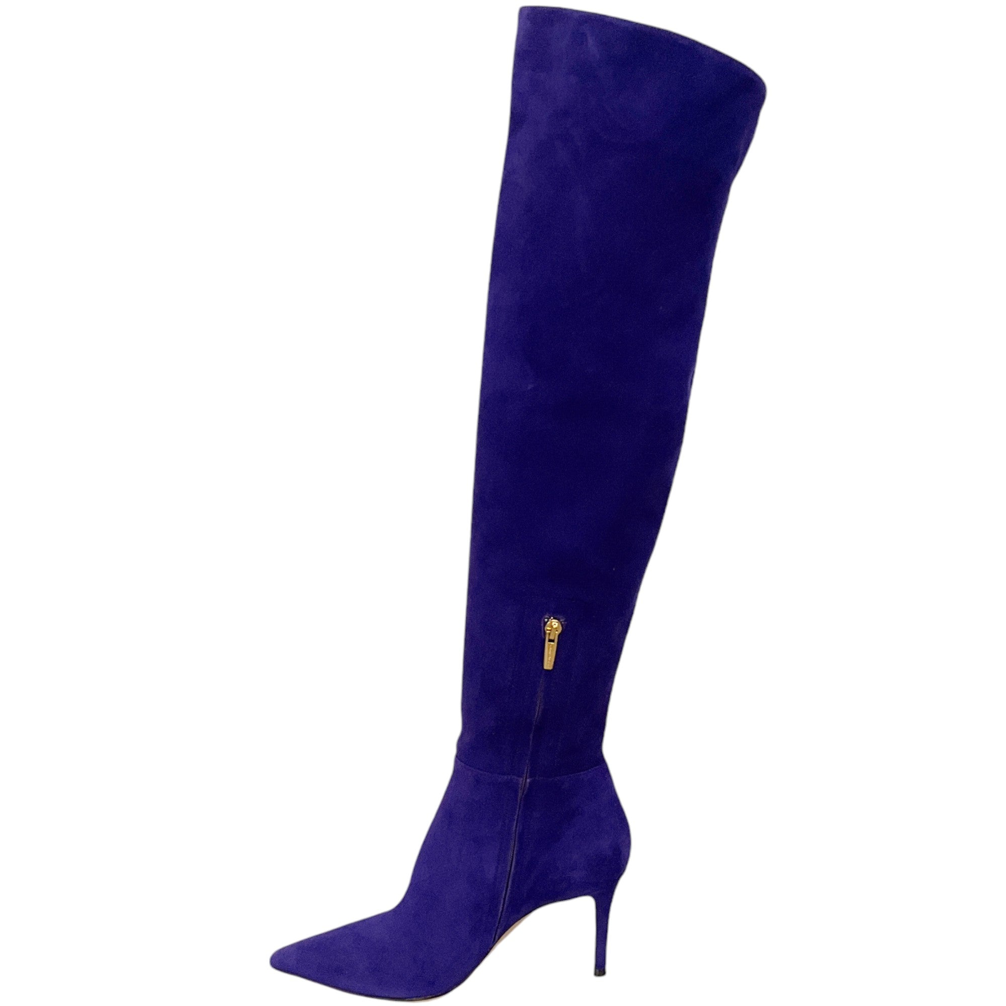 Gianvito Rossi Purple Suede Jules Knee High Boots for Women - Luxury Fashion Boots for Fall Winter, Date Night & Evening Outfits