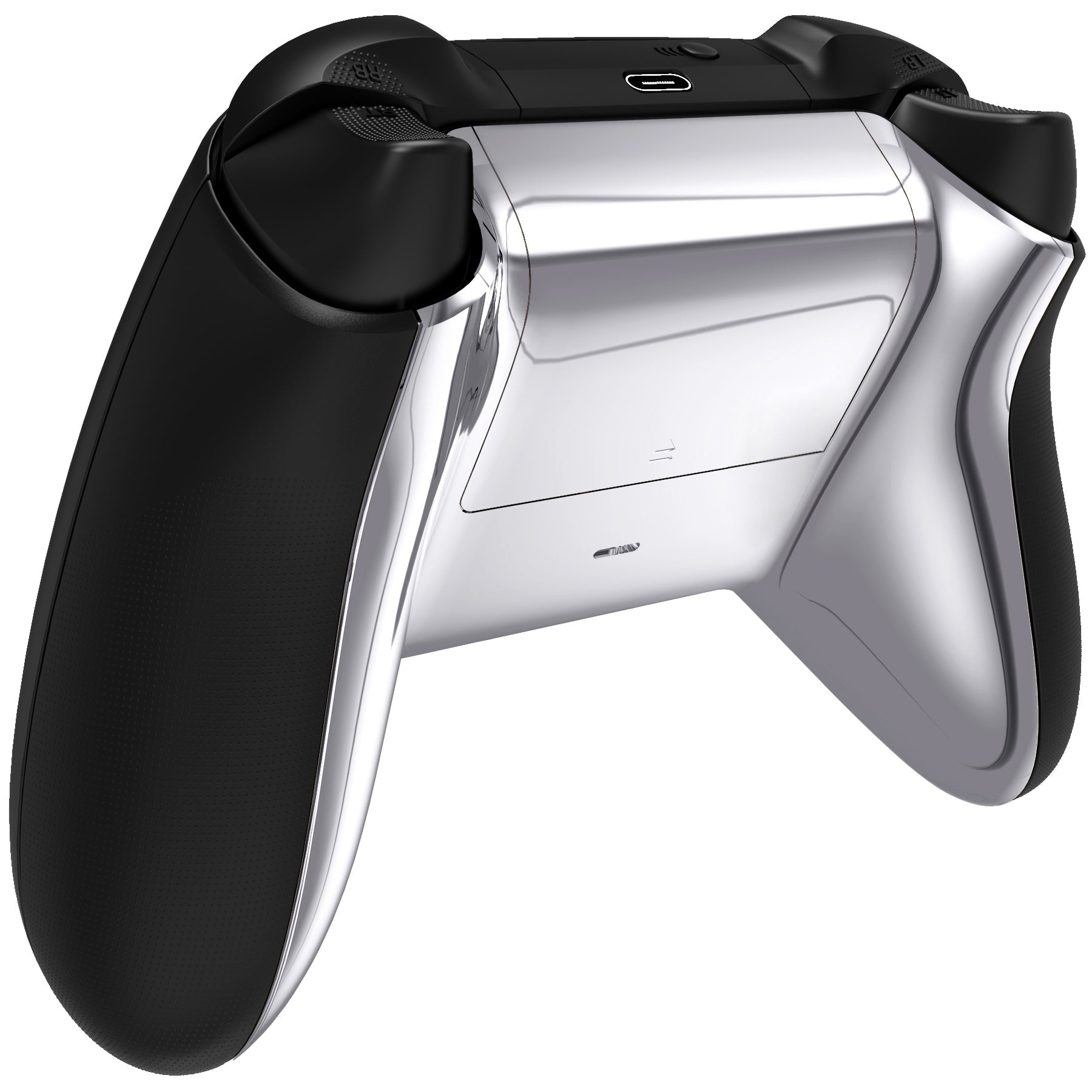 eXtremeRate Chrome Silver Glossy Replacement Bottom Shell with Battery Cover for Xbox Series X & S Controller - Premium Customization for Gaming Enthusiasts | Perfect for Controller Modding & Personalization