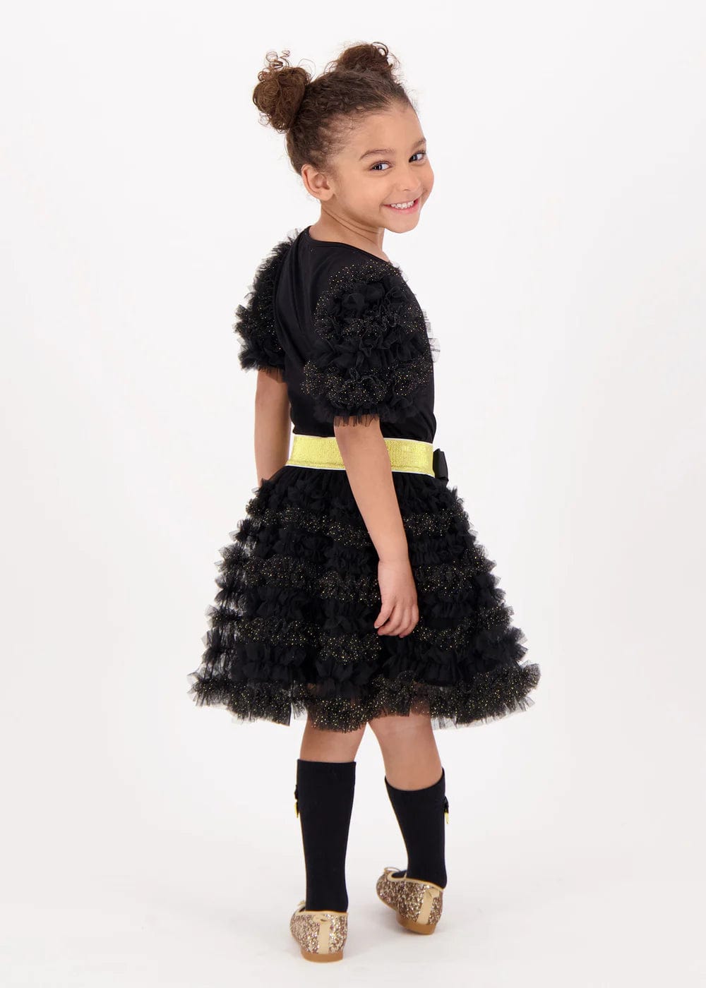 Angels Face Girls Ballroom Ruffle Skirt - Elegant Black Dance Skirt for Ballet, Pageants & Special Occasions
