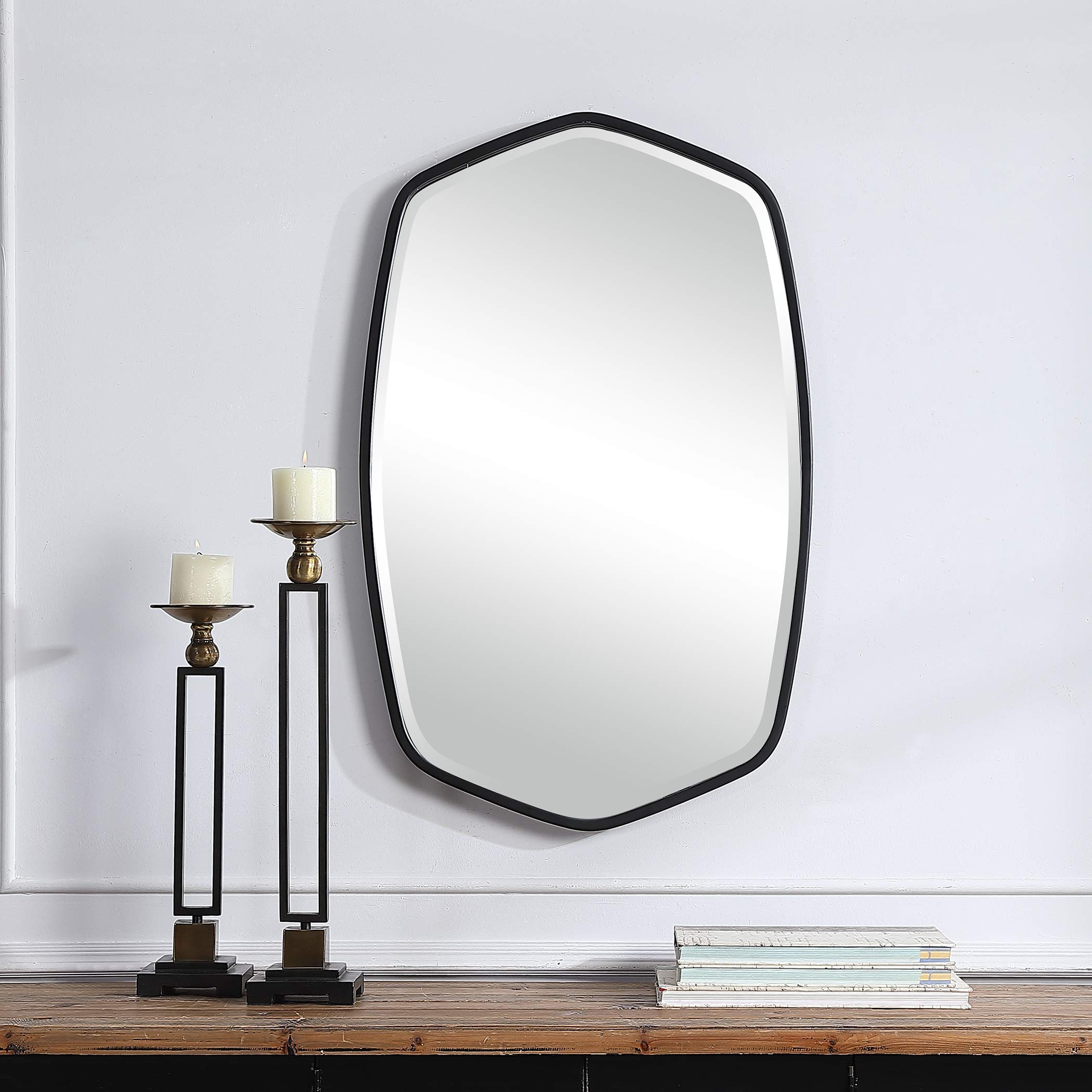 Duronia Black Iron Mirror - Full Length Wall Mirror with Rustic Iron Frame, Shatterproof Glass for Bedroom, Living Room, Entryway & Bathroom Decor