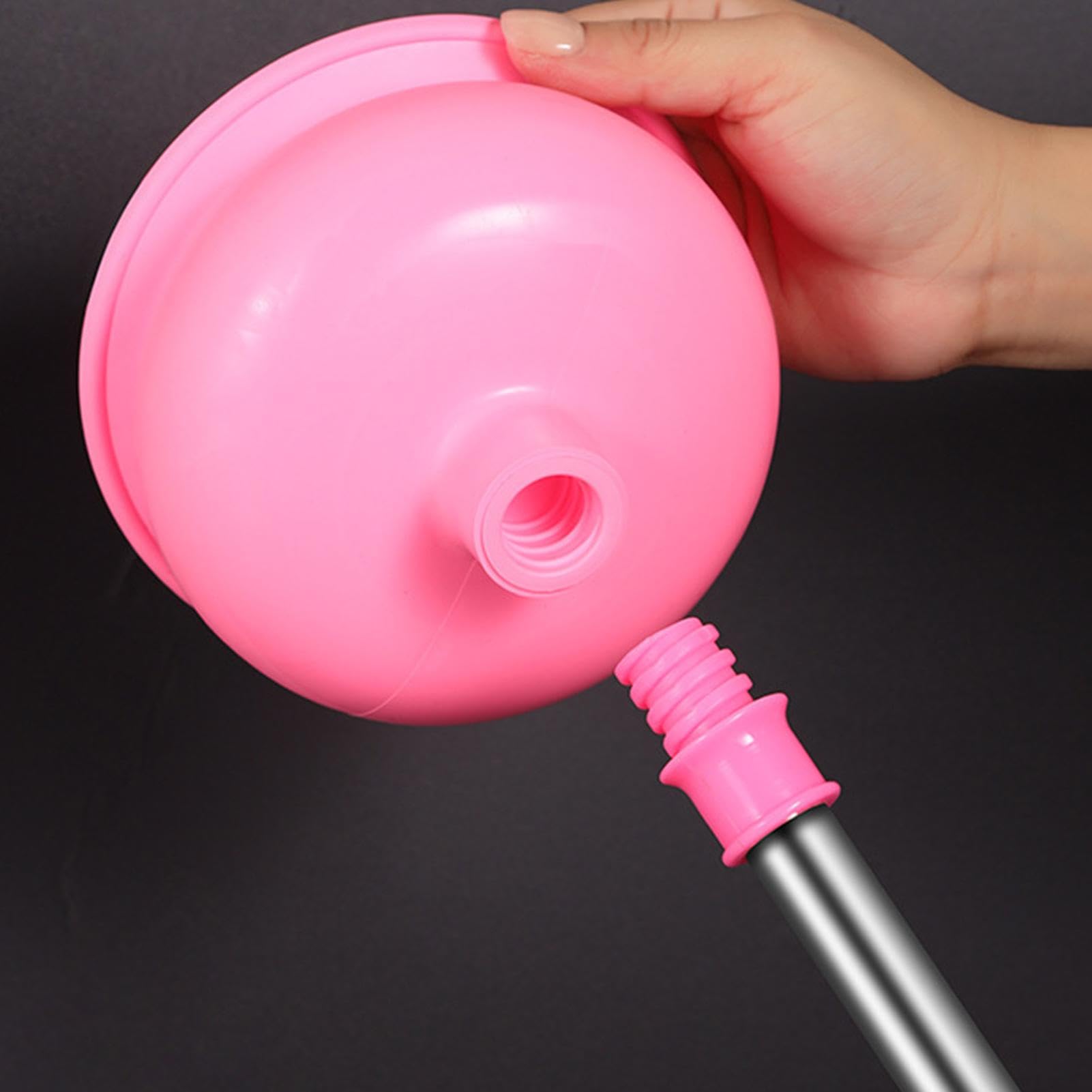 Heavy Duty Long Handle Toilet Plunger - Powerful Bathroom Drain Unblocker for Kitchen & Bathroom Clogs - Pink - Ideal for Home Cleaning and Emergency Plumbing Needs