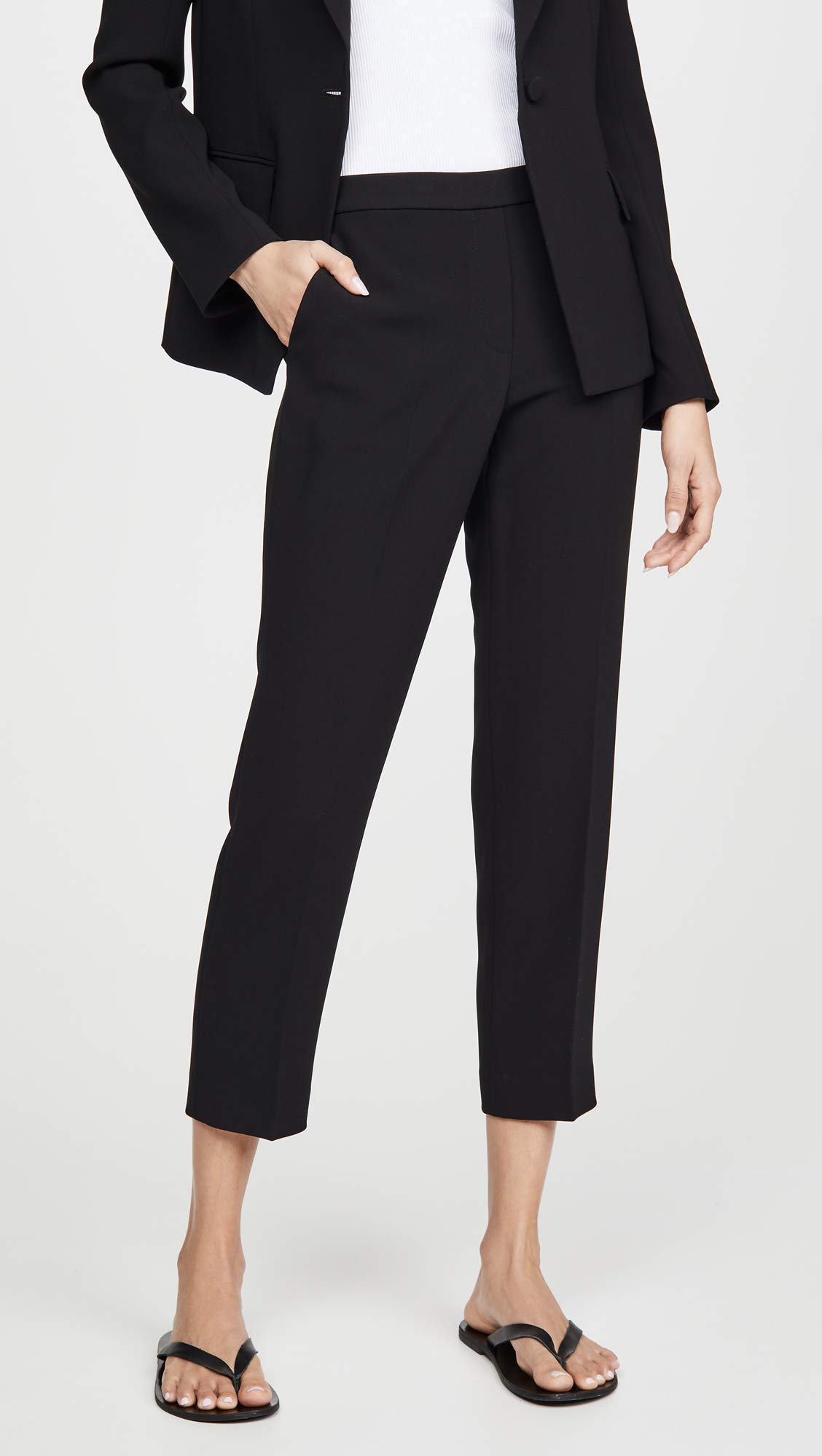 Theory Women's Treeca Pull-On Professional Pants - Comfortable Stretch Work Pants for Office, Business Travel & Casual Wear
