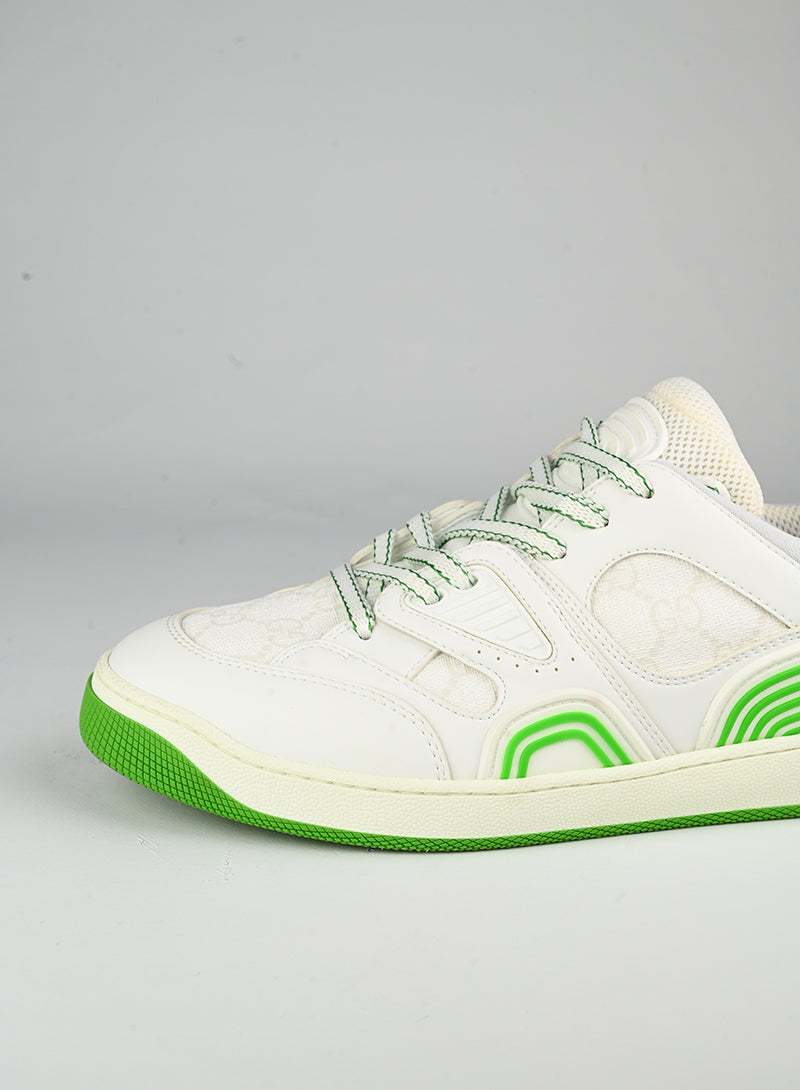 Gucci White and Green Basket Sneakers - Size 40 | Luxury Fashion Sneakers for Women, Streetwear & Casual Outfits