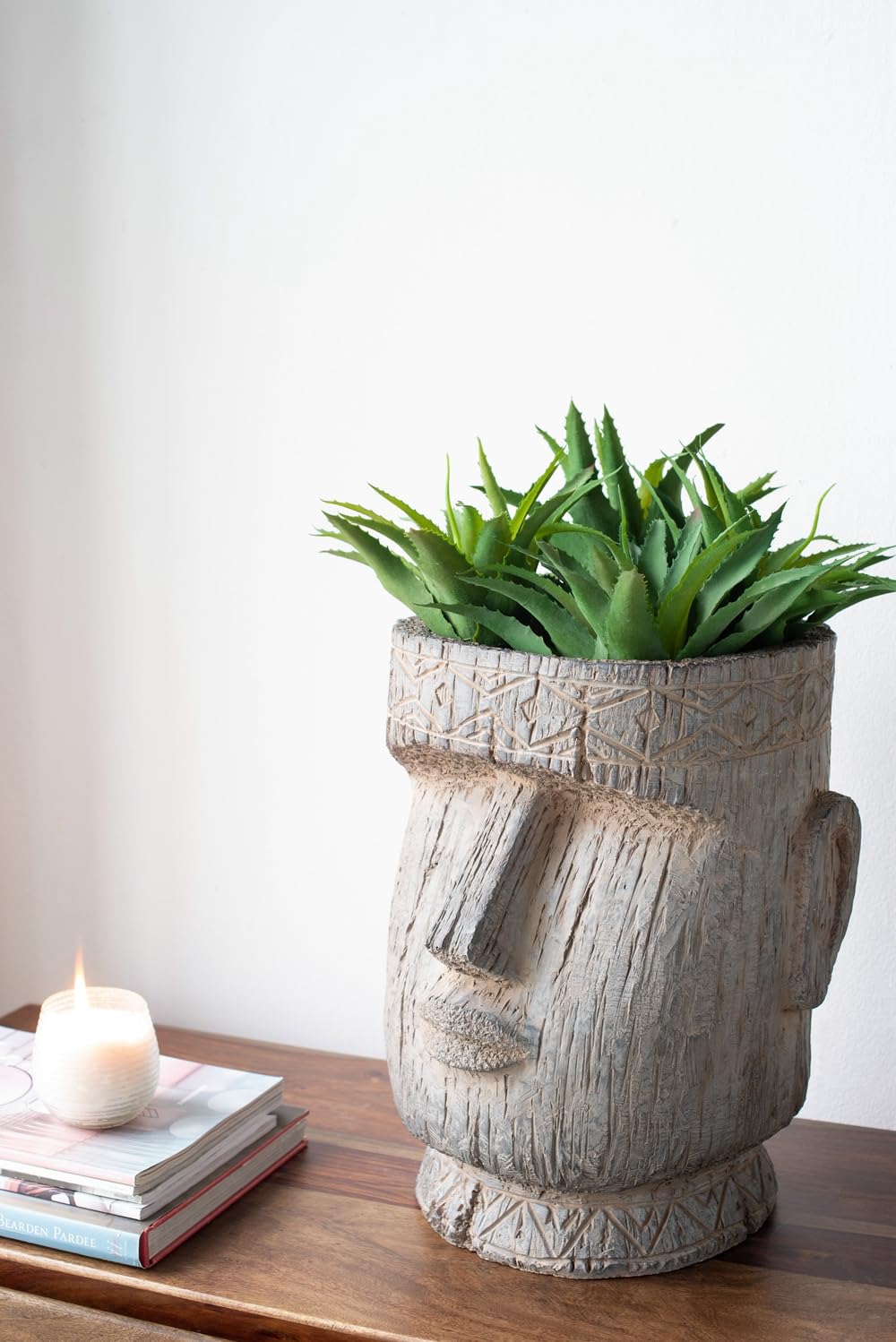 A&B Home Easter Island Statue Outdoor Planter - 17 Inch Gray Face Planter Vase for Garden, Patio & Home Decor - Perfect for Succulents, Flowers & Indoor/Outdoor Plants