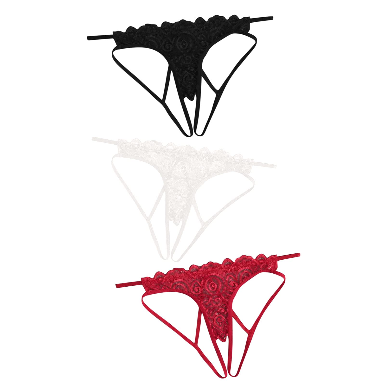 Sexy Lace Women's Thong Underwear - Soft Low Rise Hollow Out Comfortable Panties 2-5 Pack for Daily Wear, Date Night & Special Occasions