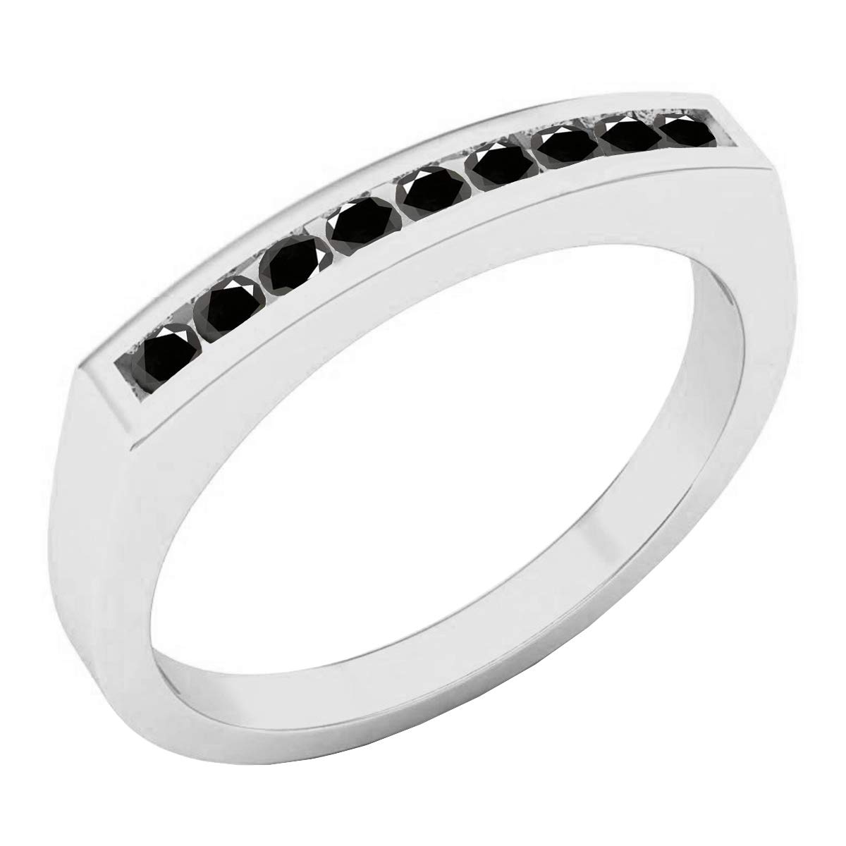 10K White Gold Round Gemstone Stackable Wedding Band for Women - Anniversary, Engagement & Bridal Jewelry - Perfect for Stacking, Gifting & Special Occasions