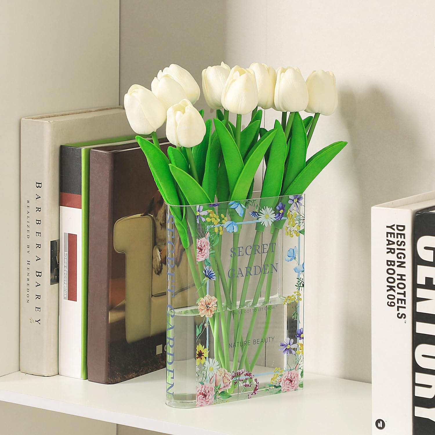 Acrylic Book Vase for Flowers - Clear Book-Shaped Decorative Vase - Modern Home & Office Decor for Living Room, Bedroom, Dining Table - Perfect Gift for Book Lovers & Flower Enthusiasts