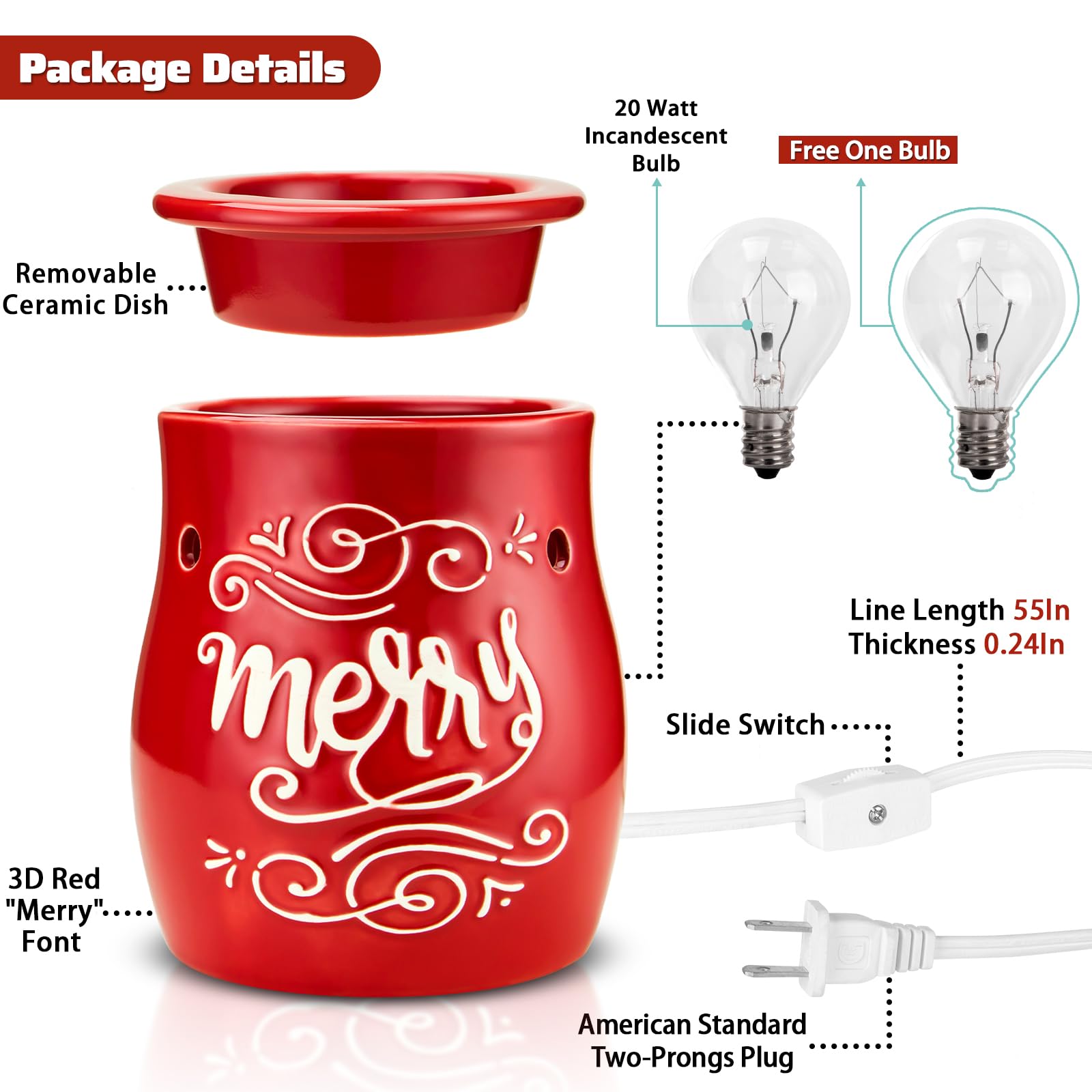 STAR MOON Christmas Wax Melt Warmer - Ceramic Candle Melter Burner for Scented Wax Cubes, Flameless & Smokeless Home Fragrance Diffuser - Perfect for Holiday Decor, Gifts & Aromatherapy Relaxation