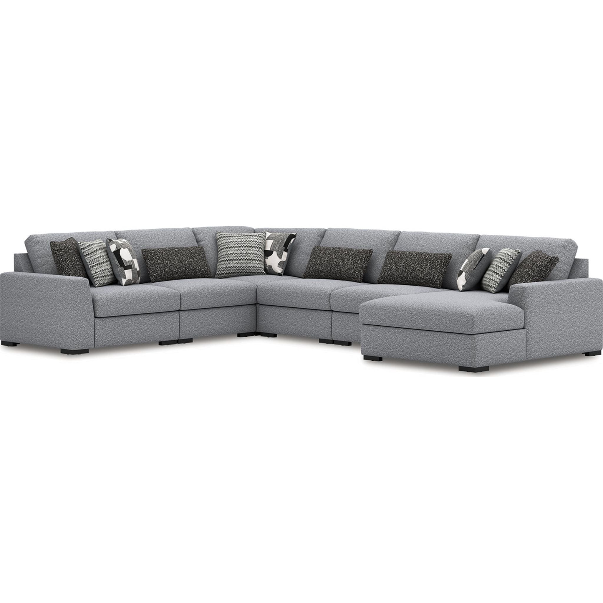 Bealton 6-Piece Sectional Sofa with Chaise Lounge - Modern L-Shaped Couch in Salt & Pepper Fabric - Perfect for Living Room, Family Room & Home Theater Seating