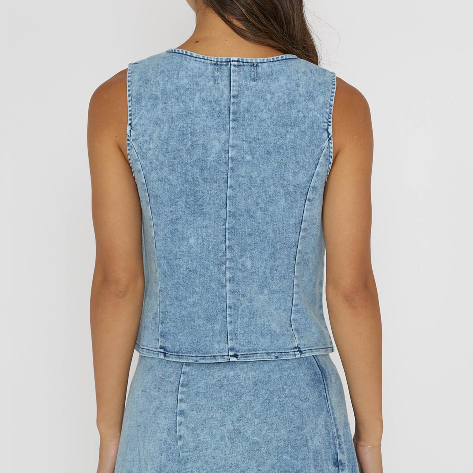 Women's Sleeveless Denim Vest - Y2K Fashion Button Up Jean Tank Top for Casual Summer Outfits | Perfect for Music Festivals, Beach Days & Streetwear Looks