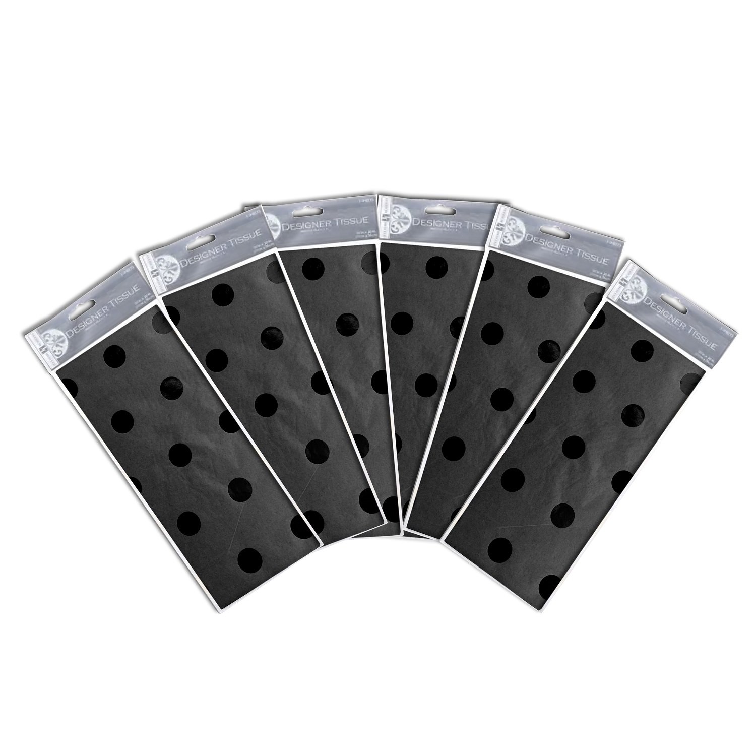 Jillson Roberts 24-Sheet Hot Stamped Tissue Paper - 7 Colors (Black on Black) for Gift Wrapping, Party Decor & Craft Projects
